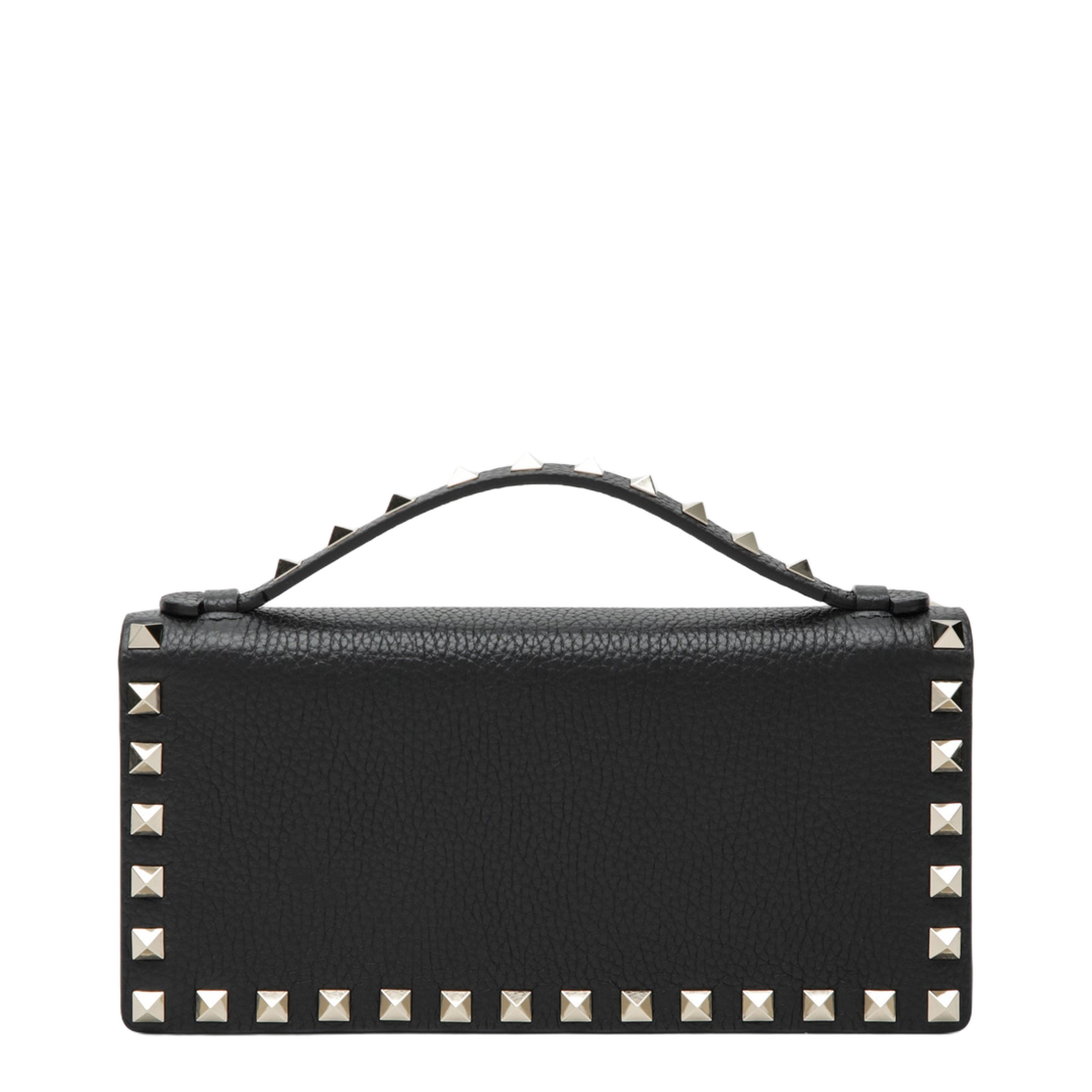 Black Rockstud Leather Wallet with Chain - Image 1