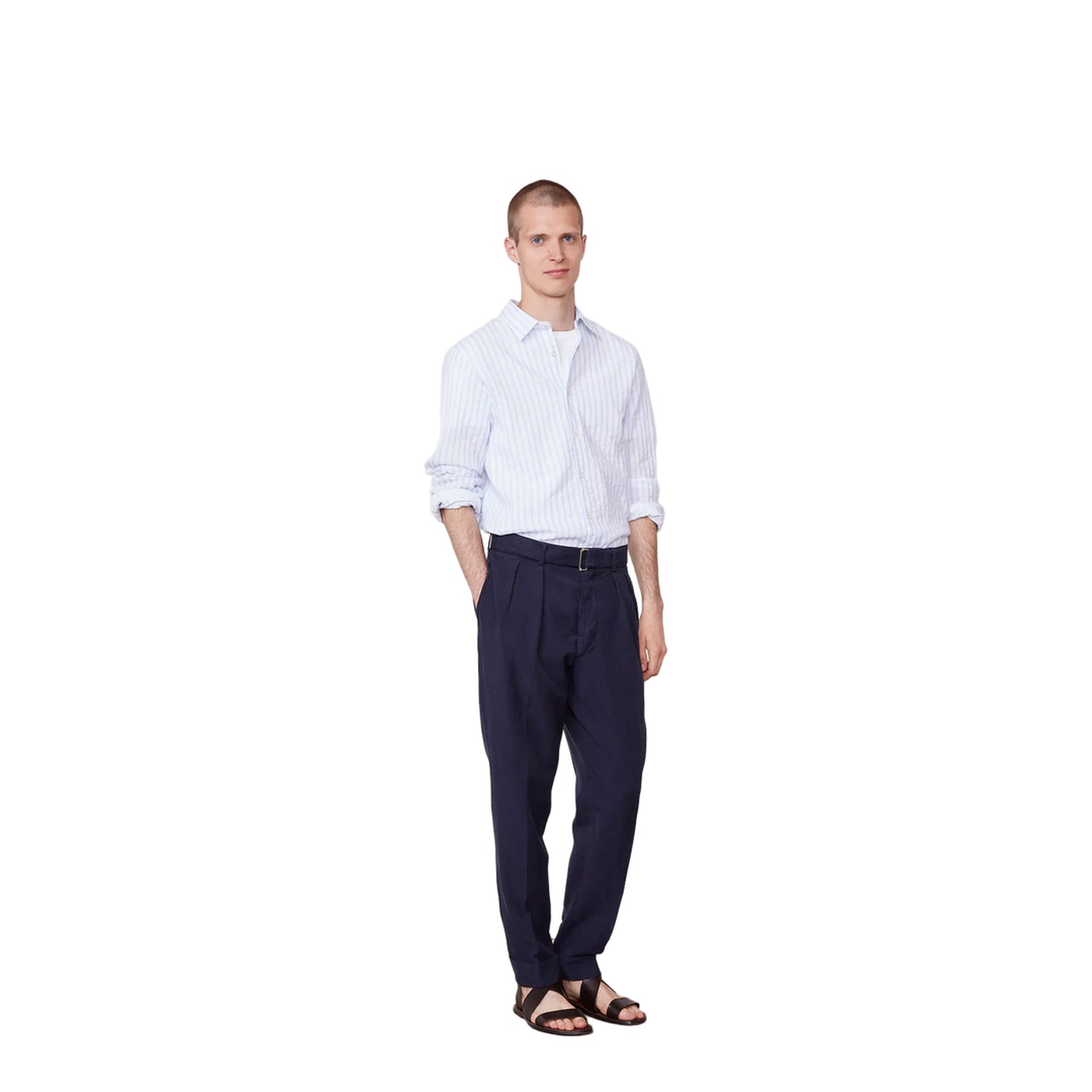 Pierre Cotton-linen Pants In Blue - Image 6