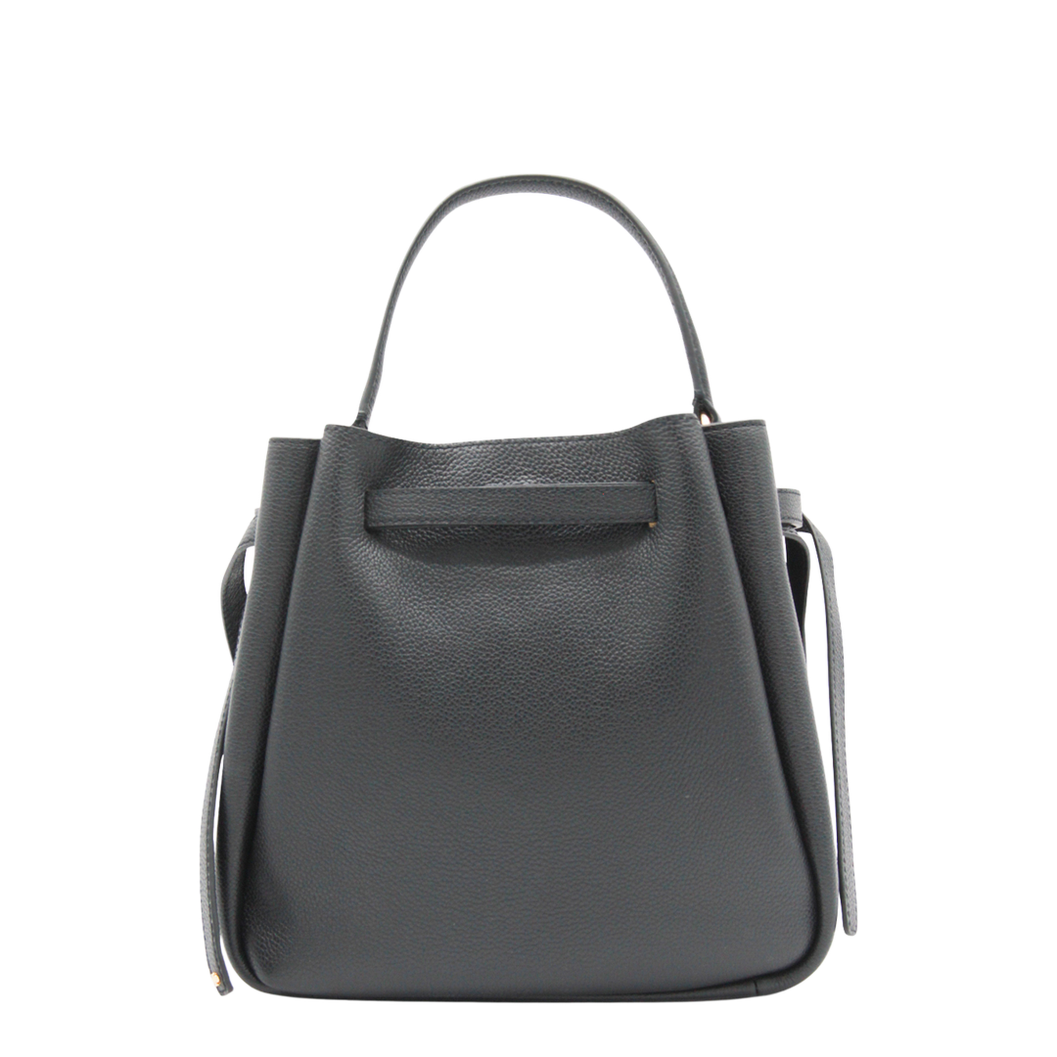 Romy Pebbled Leather Bucket Bag - Black - Image 5