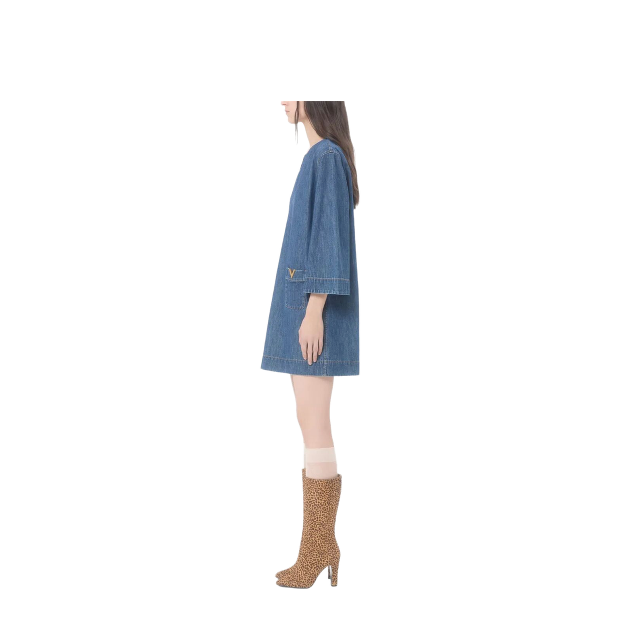 V-Neck Denim Minidress - Image 5