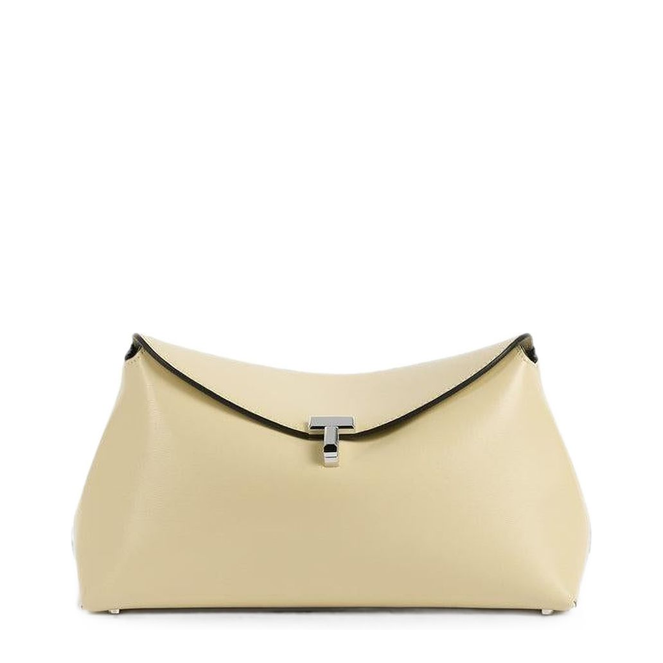 T-Lock Leather Clutch - Beige - Image 1