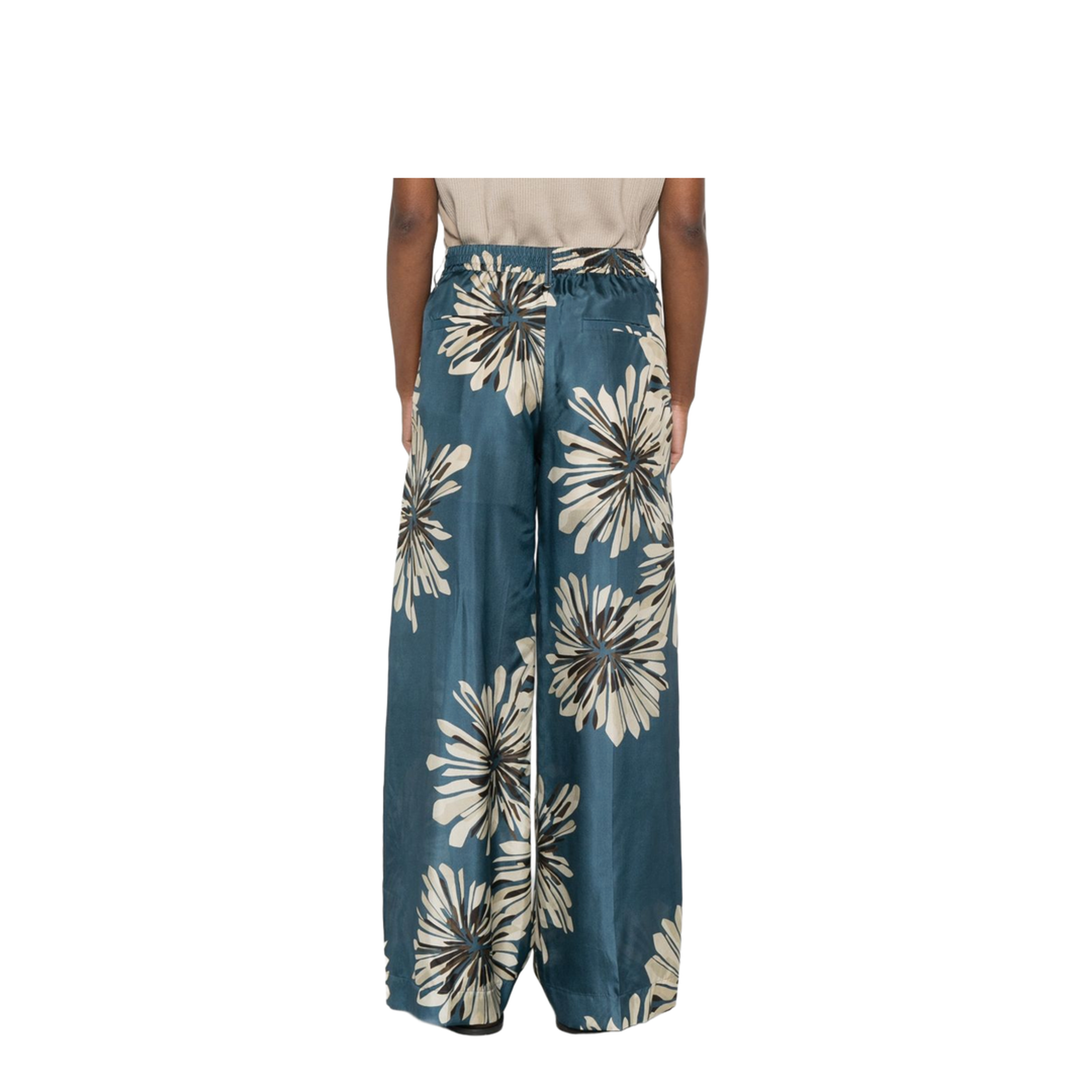 Floral Printed Silk Pants - Image 5