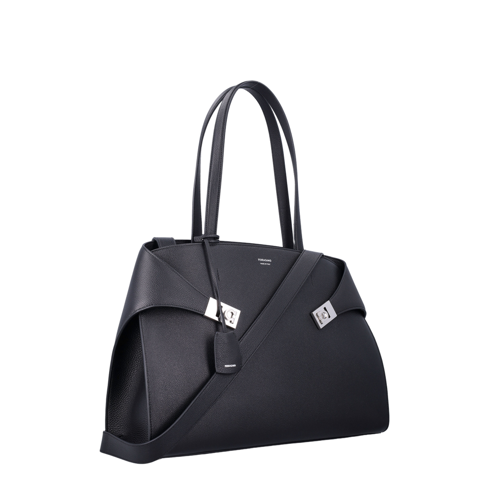 Hug Leather Shoulder Bag Black - Image 2