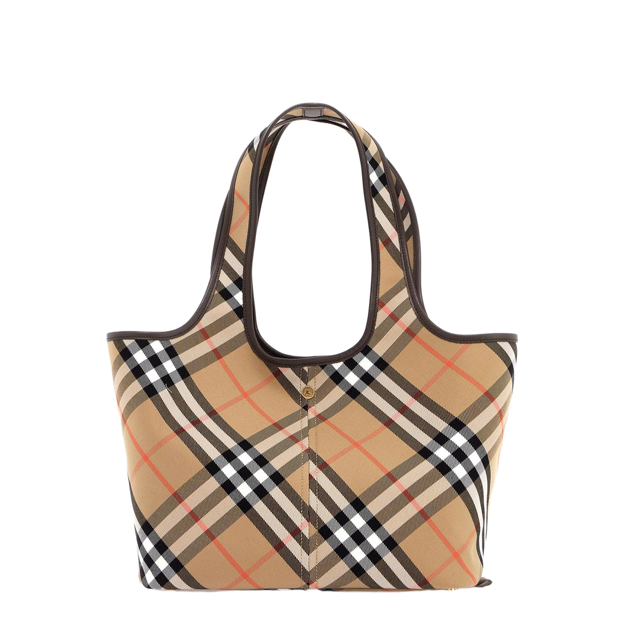 Embroidered Canvas Small Check Shopping Bag - Image 3