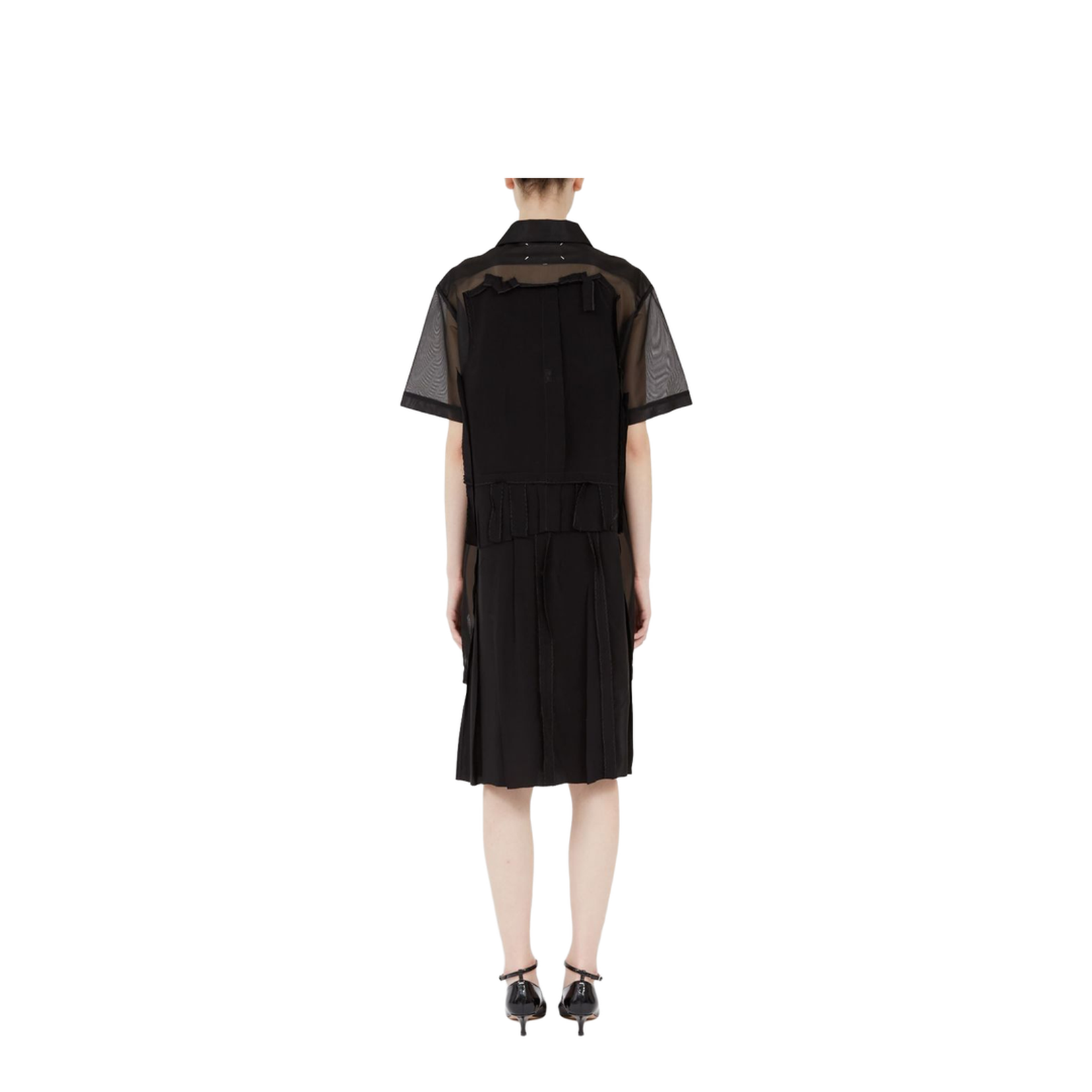 Black Mesh Design Dress - Image 2