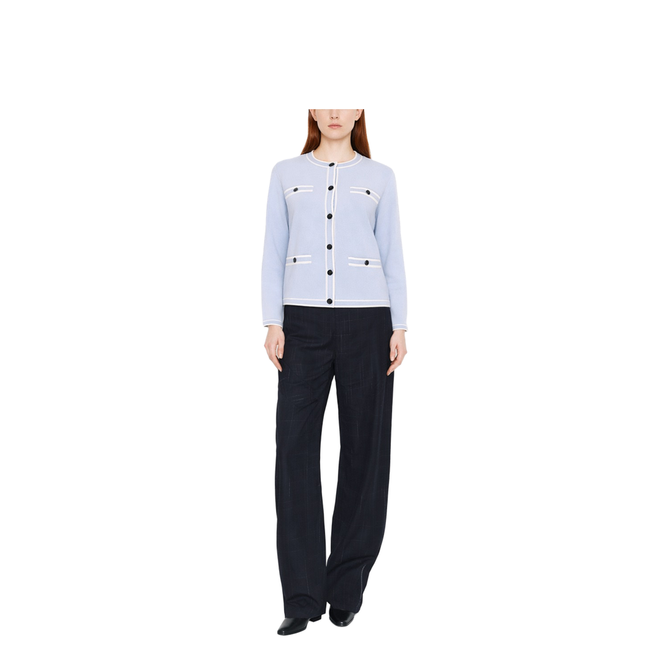 Bottoned Wool Cardigan - Light Blue - Image 2