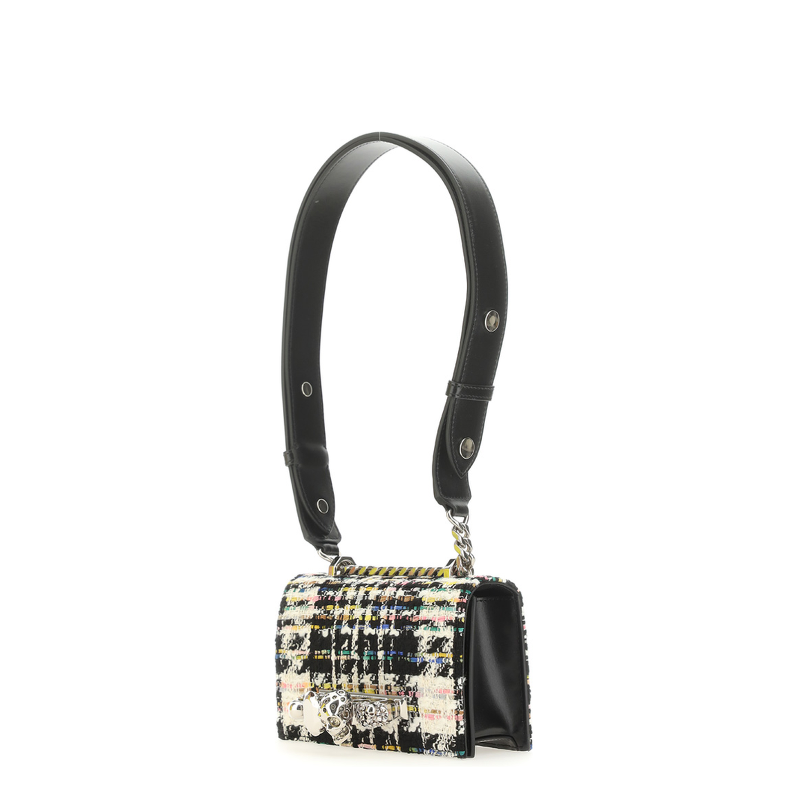 Jewelled Satchel Mini Tweed Crossbody Bag - Image 2