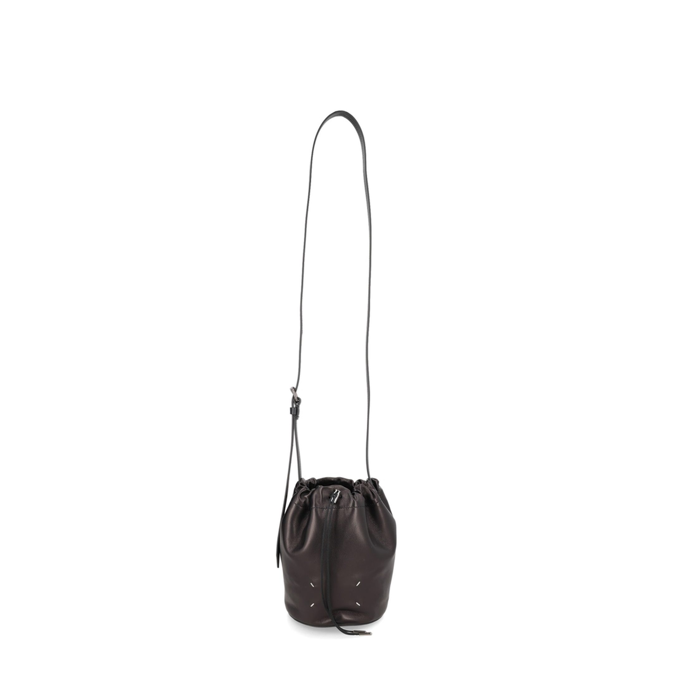 Draw-String Ovine Leather Pouch - Noir - Image 1