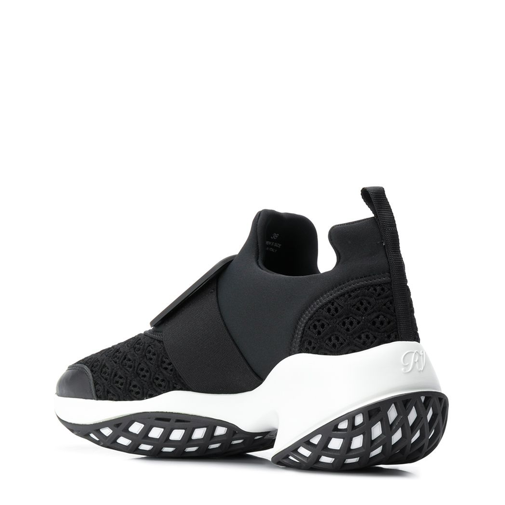 Black Leather Panel Slip-On Sneakers - Image 3
