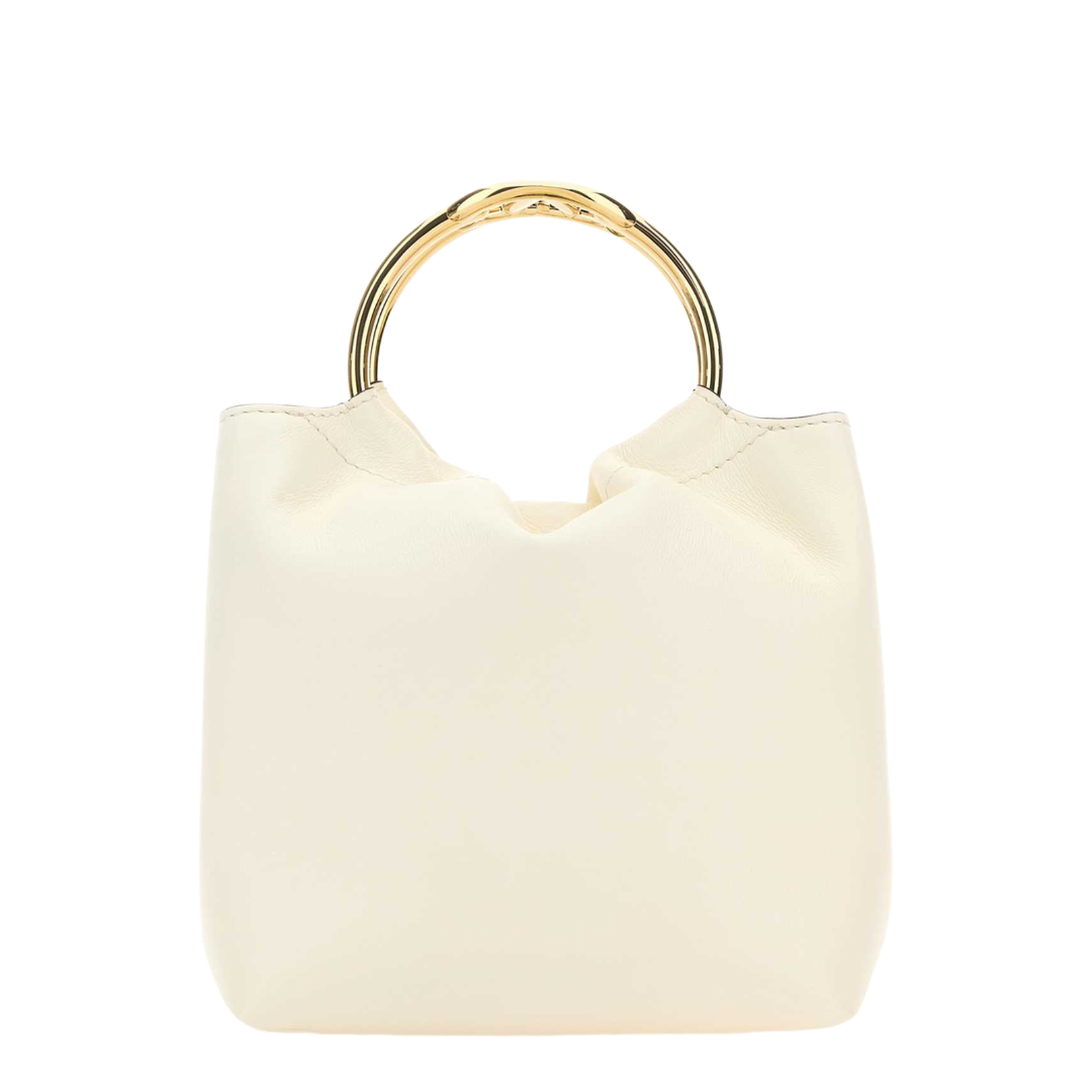 Ivory Leather Bucket Bag - Image 5