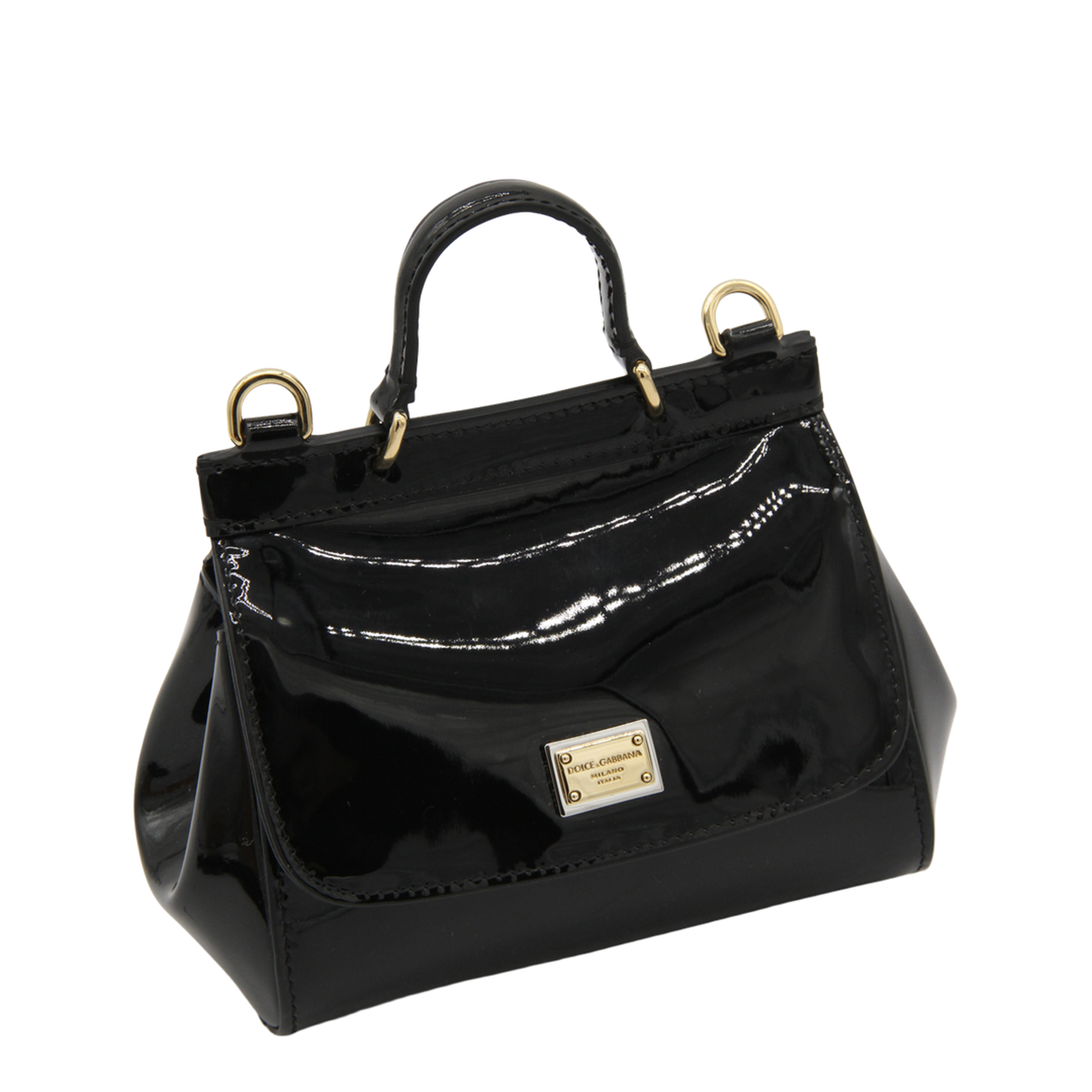 Sicily Mini Patent Leather Bag - Black - Image 6