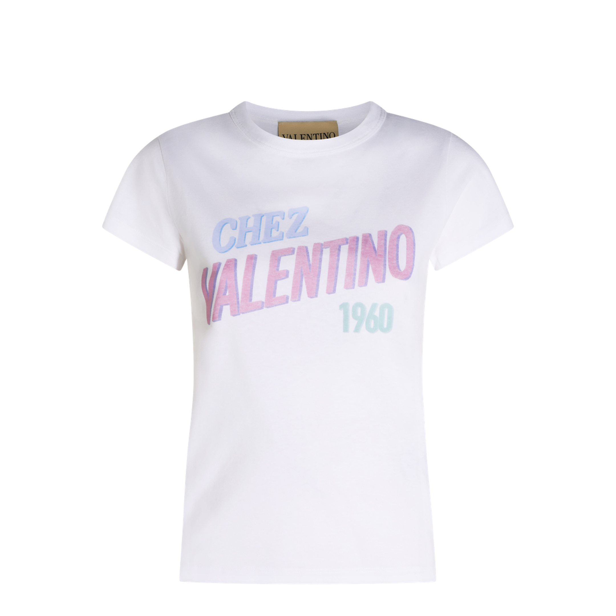 White Cotton T-Shirt With Logo Print - Image 1