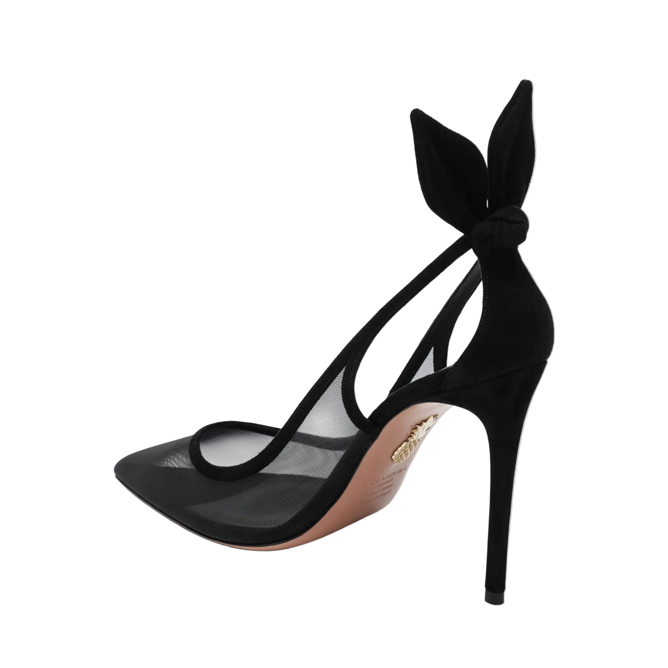 Black Bow Tie Pumps In Mesh And Suede - Image 2
