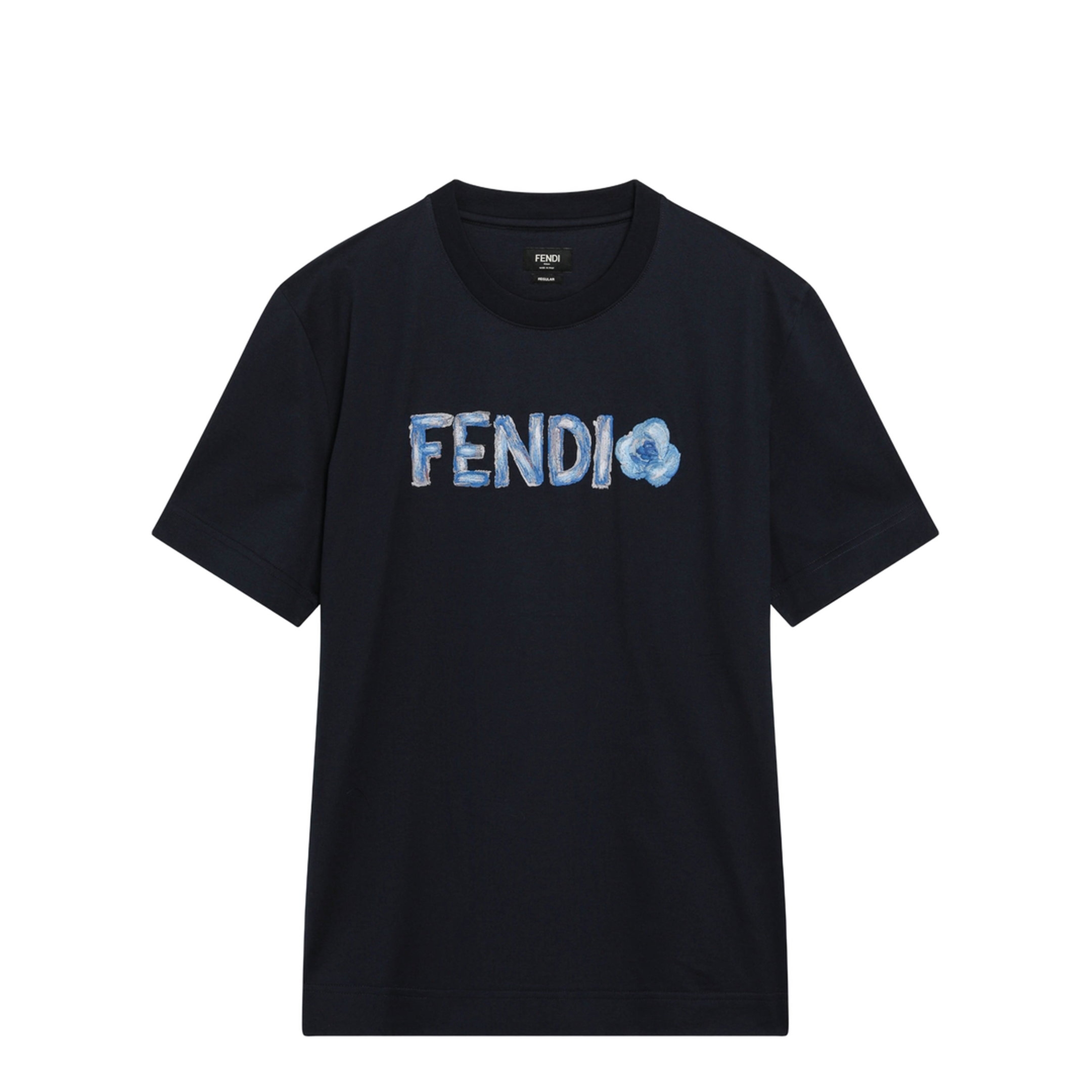 Navy Blue T-Shirt with Embroidered Logo - Image 1