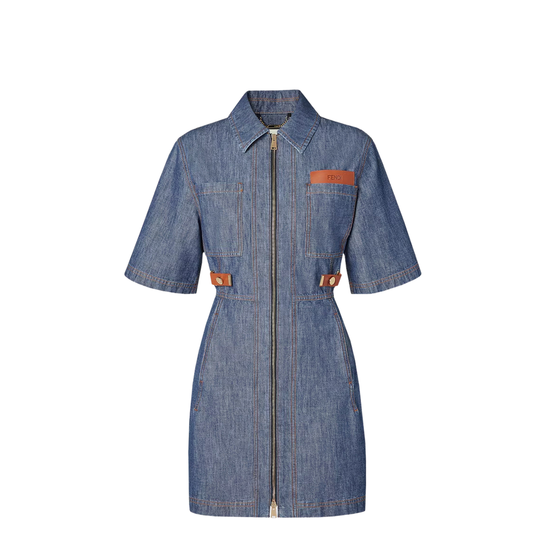 Navy Blue Chambray Dress - Image 1