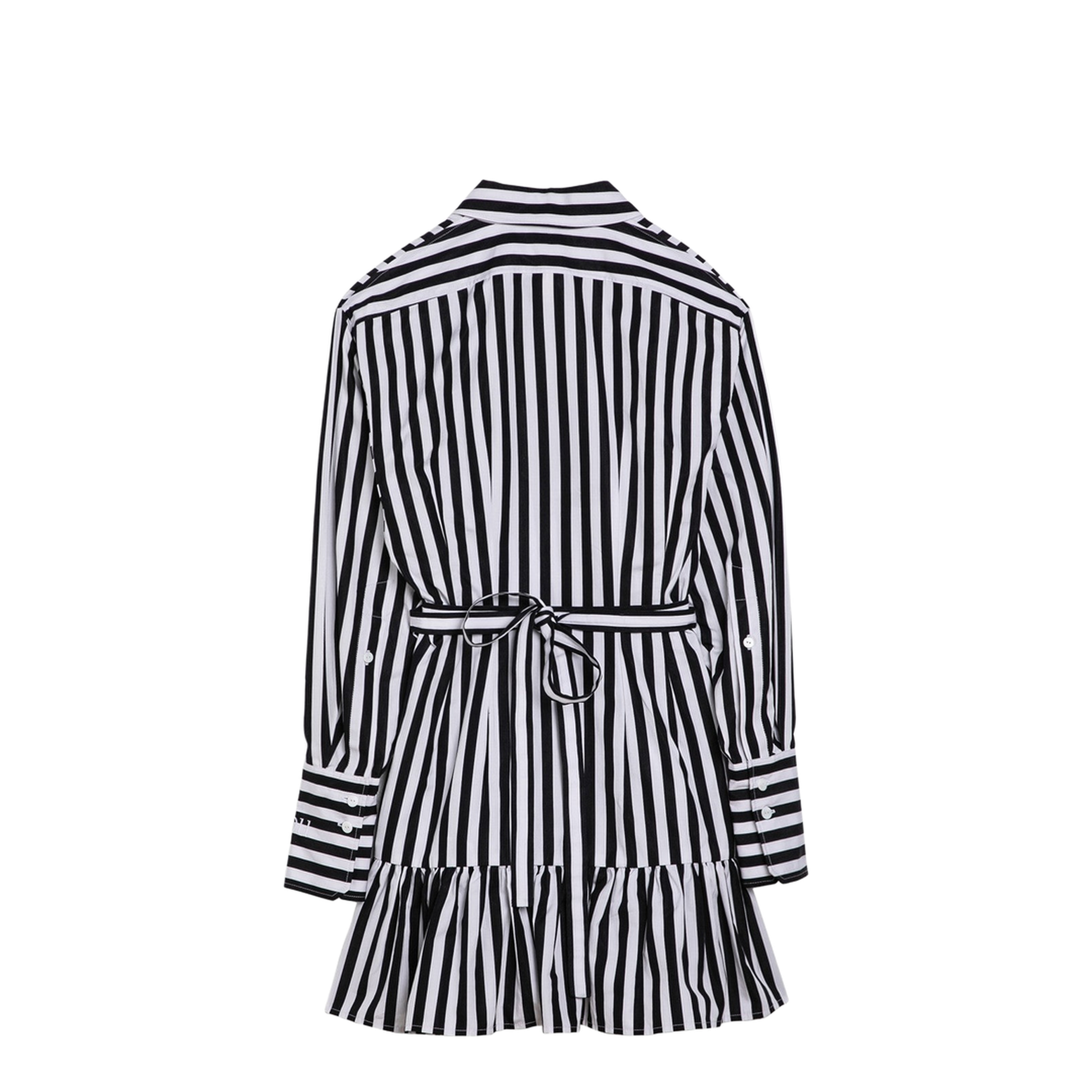 Black/White Striped Cotton Mini Chemisier Dress - Image 2