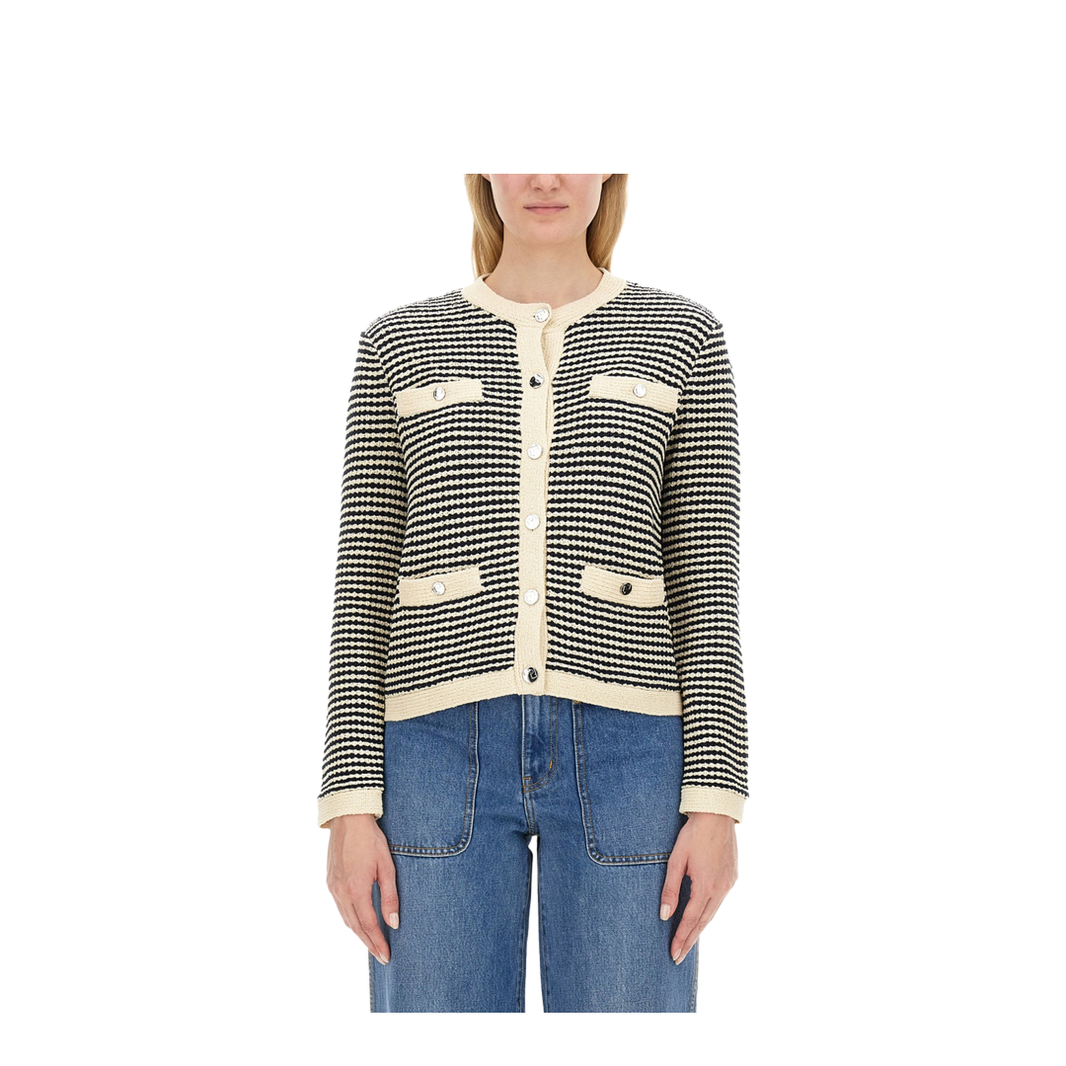 Kendra Contrasting-trim Striped Cardigan - Image 1