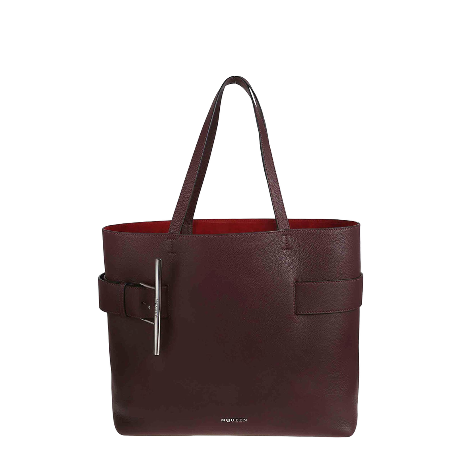 Tyrian Purple Leather T-bar Shopping Bag - Image 1
