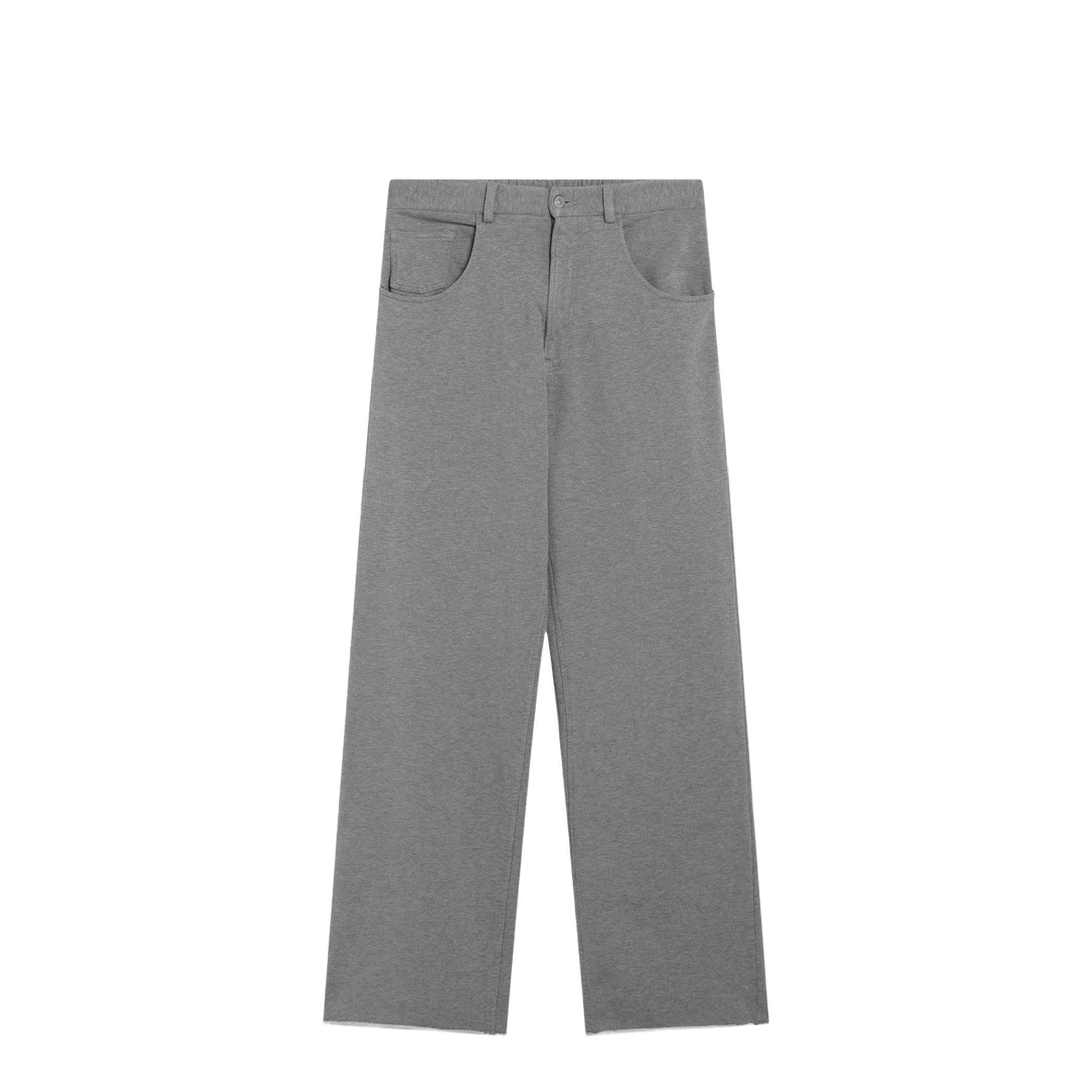 Grey Mélange Cotton Trousers - Image 1