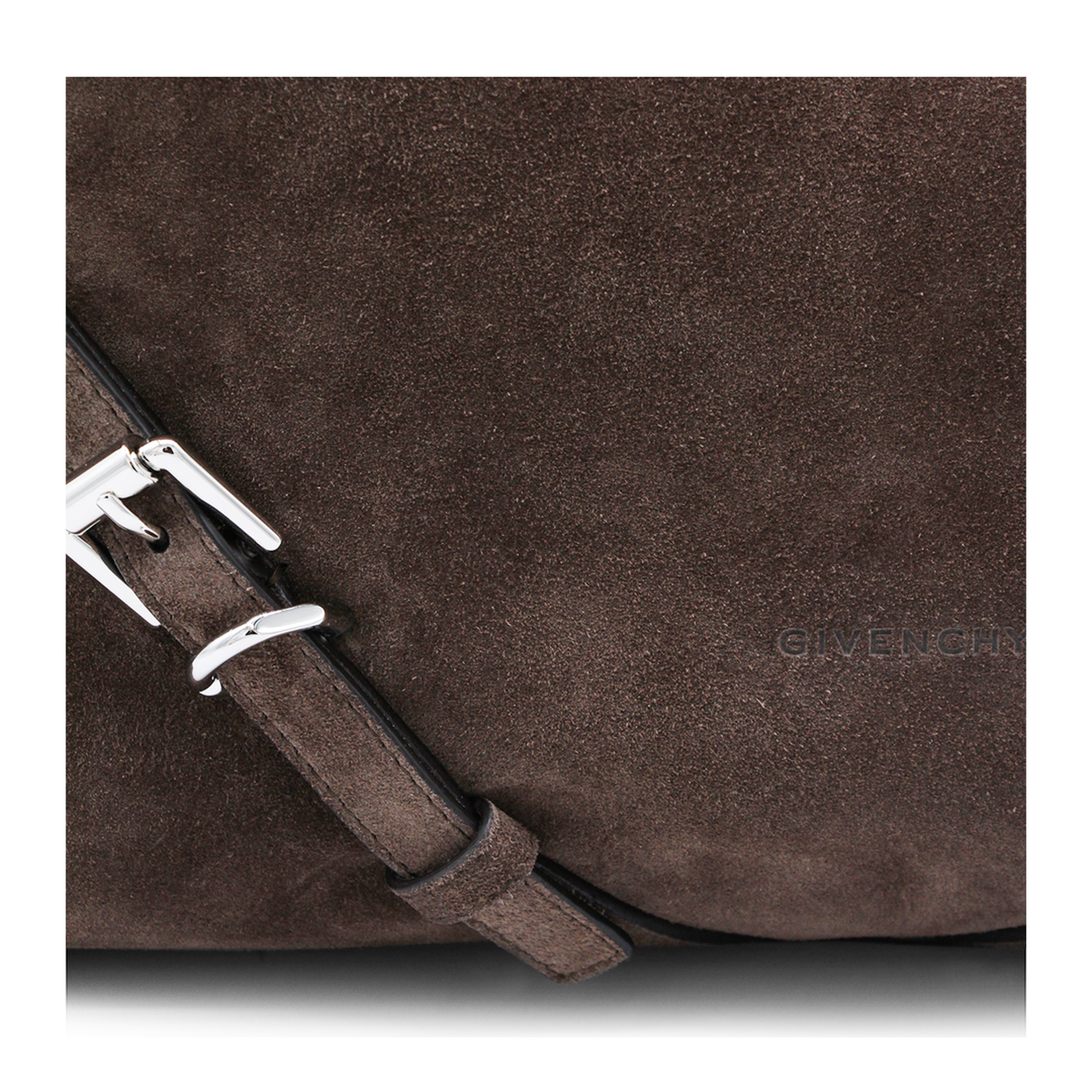 Voyou Medium Suede Shoulder Bag - Ebony Brown - Image 7