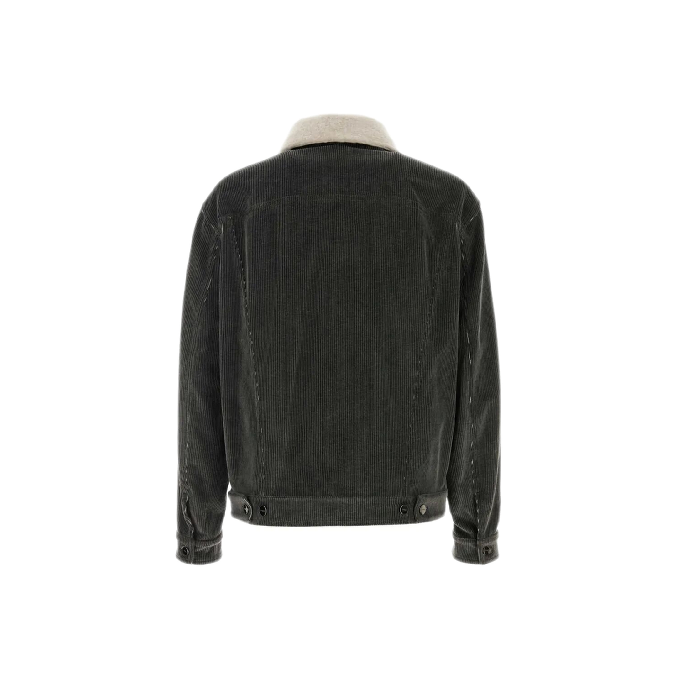 FADED STONEWASH TREATMENT CORDUROY BLOUSON WITH SHEEPSKIN TRIM REMOVABLE COLLAR - Image 2