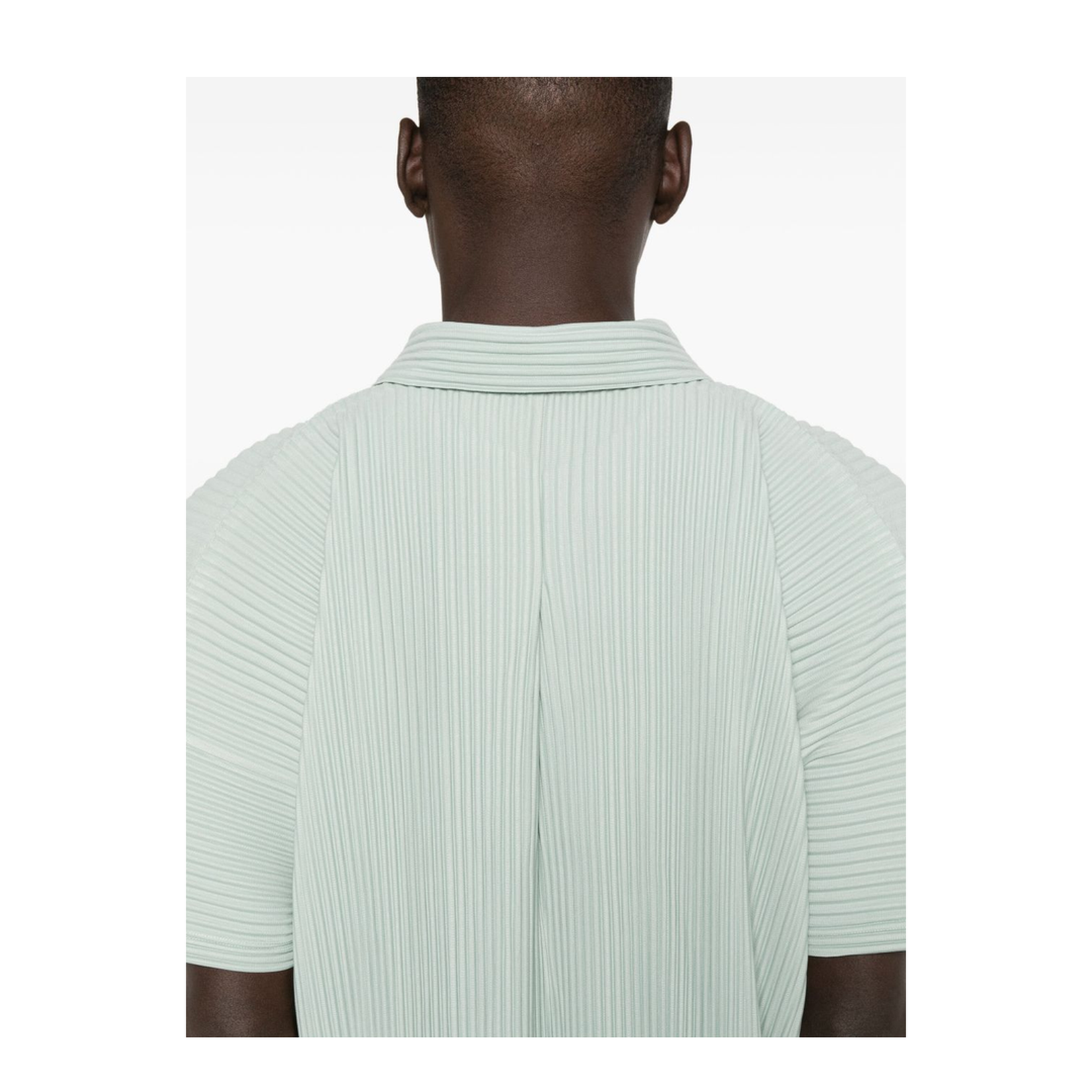 Light Green Short Sleeves Button Fastening Collared Top - Image 5