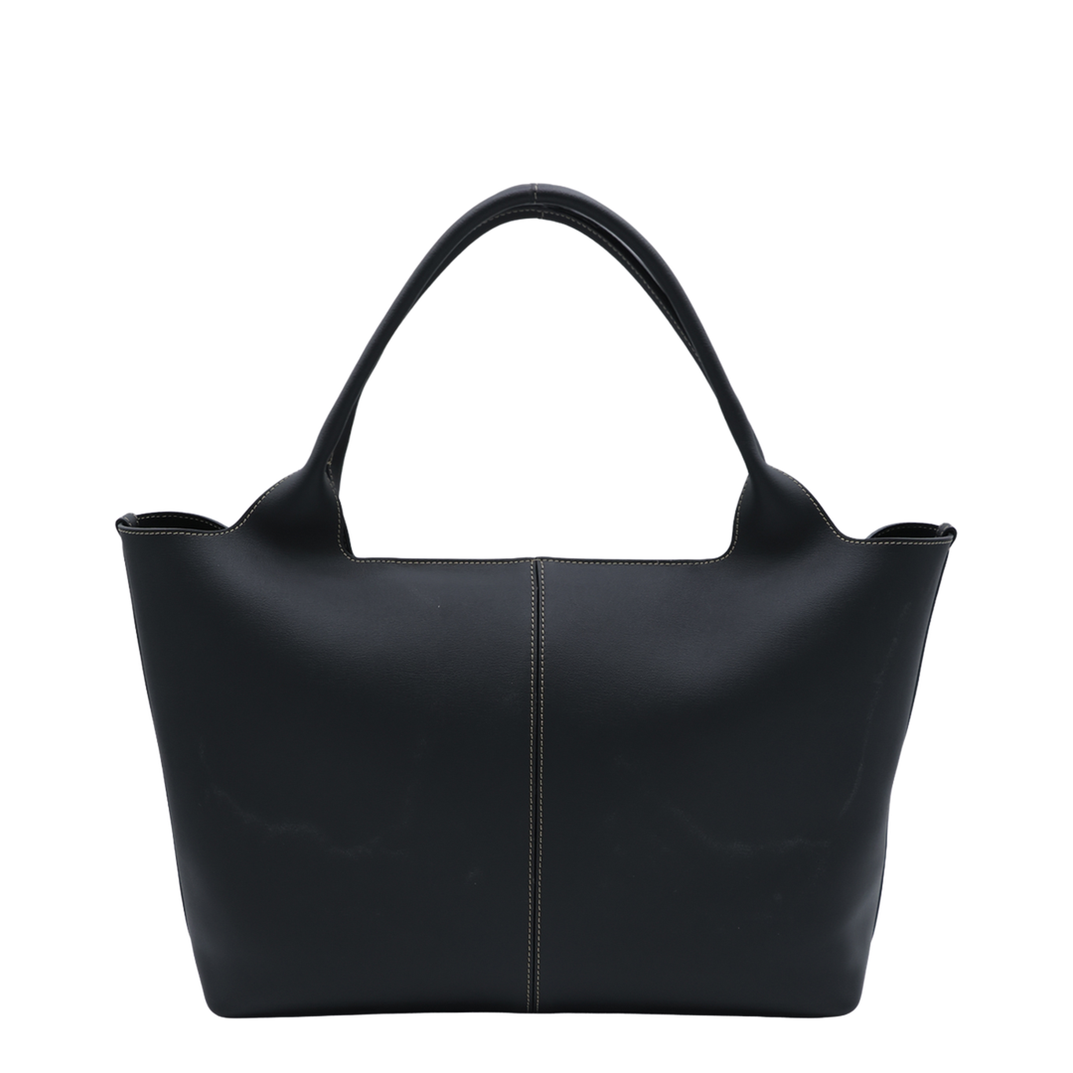 Medium Small Calfskin Shopping Bag - Black - Image 6