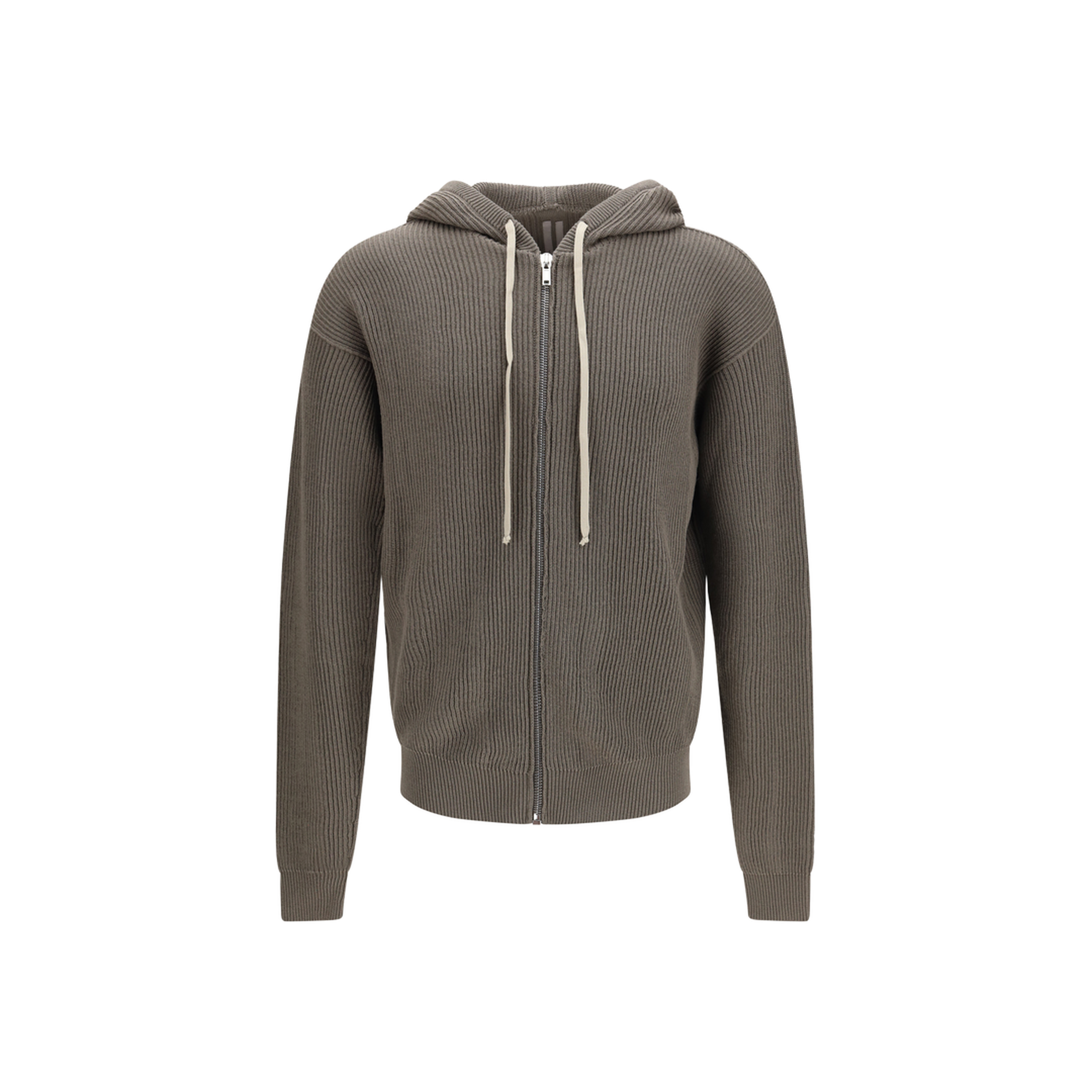 Ribbed Virgin Wool Knit Hoodie - Image 1