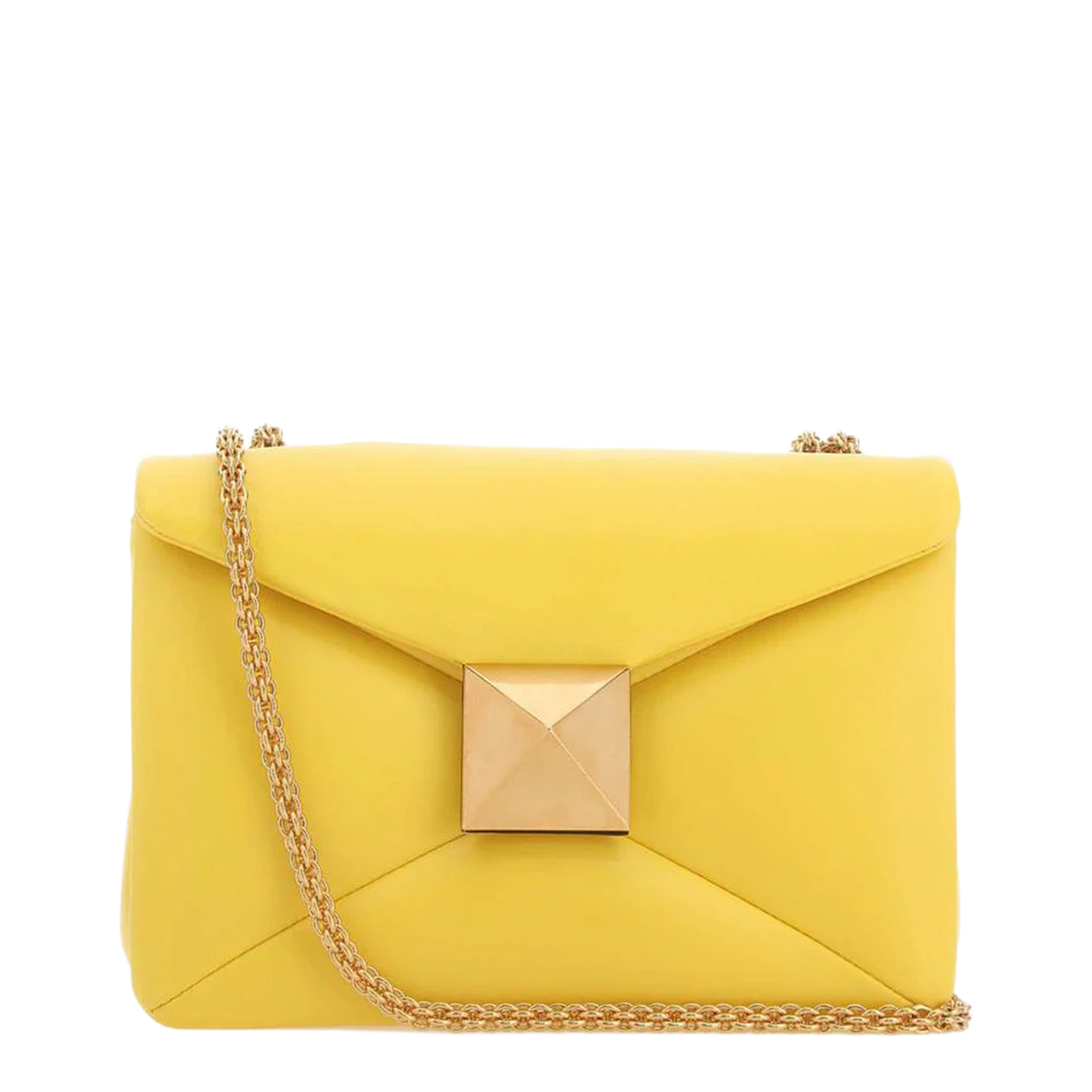 One Stud Yellow Nappa Leather Shoulder Bag - Image 1