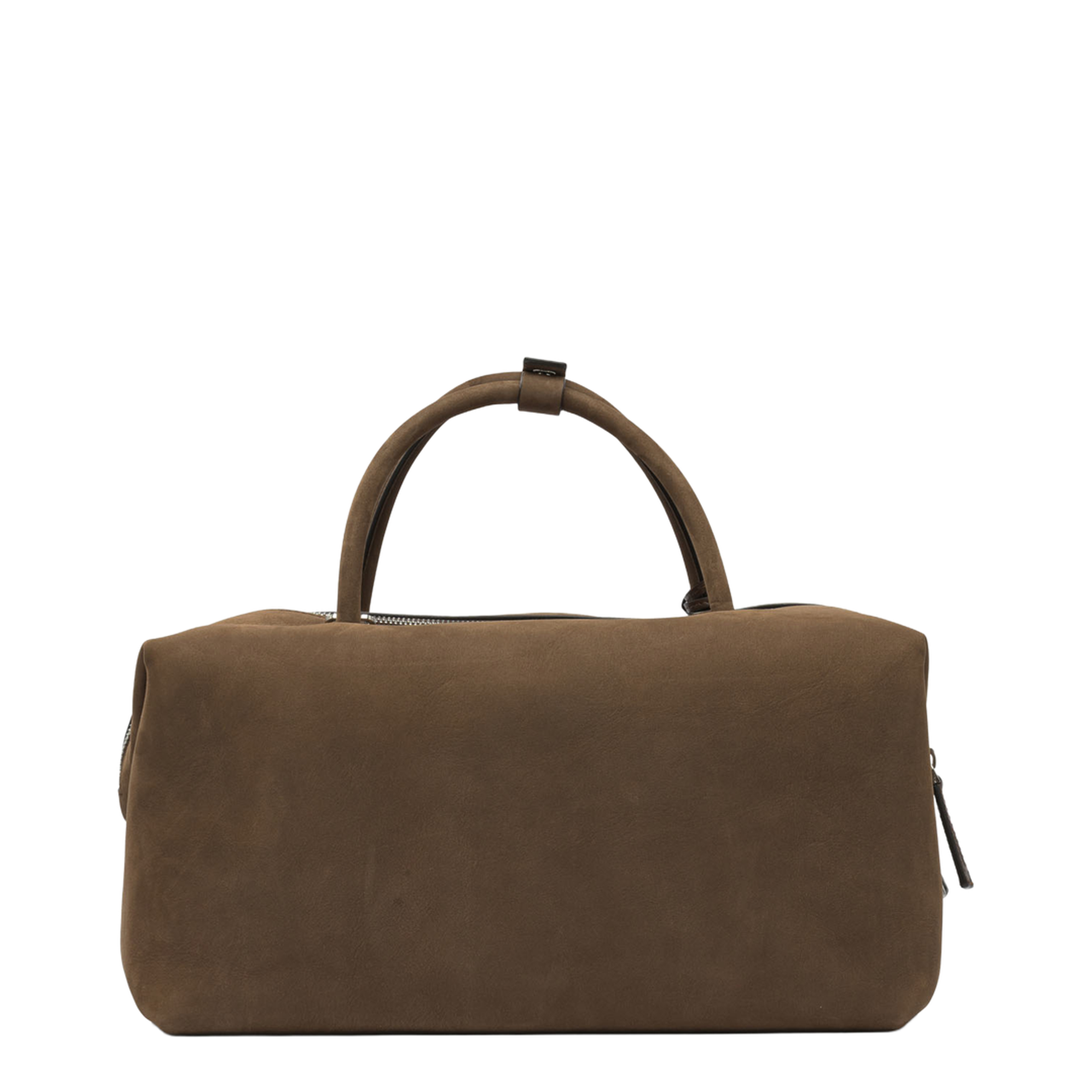 Large Nubuck Leather Boston Bag - Cocoa - Image 3