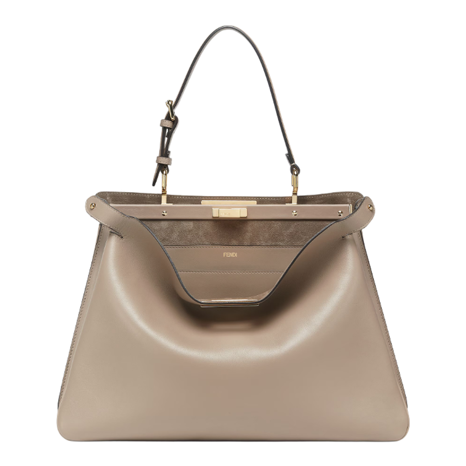 Peekaboo Large Leather Top Handle Bags - Beige - Image 2