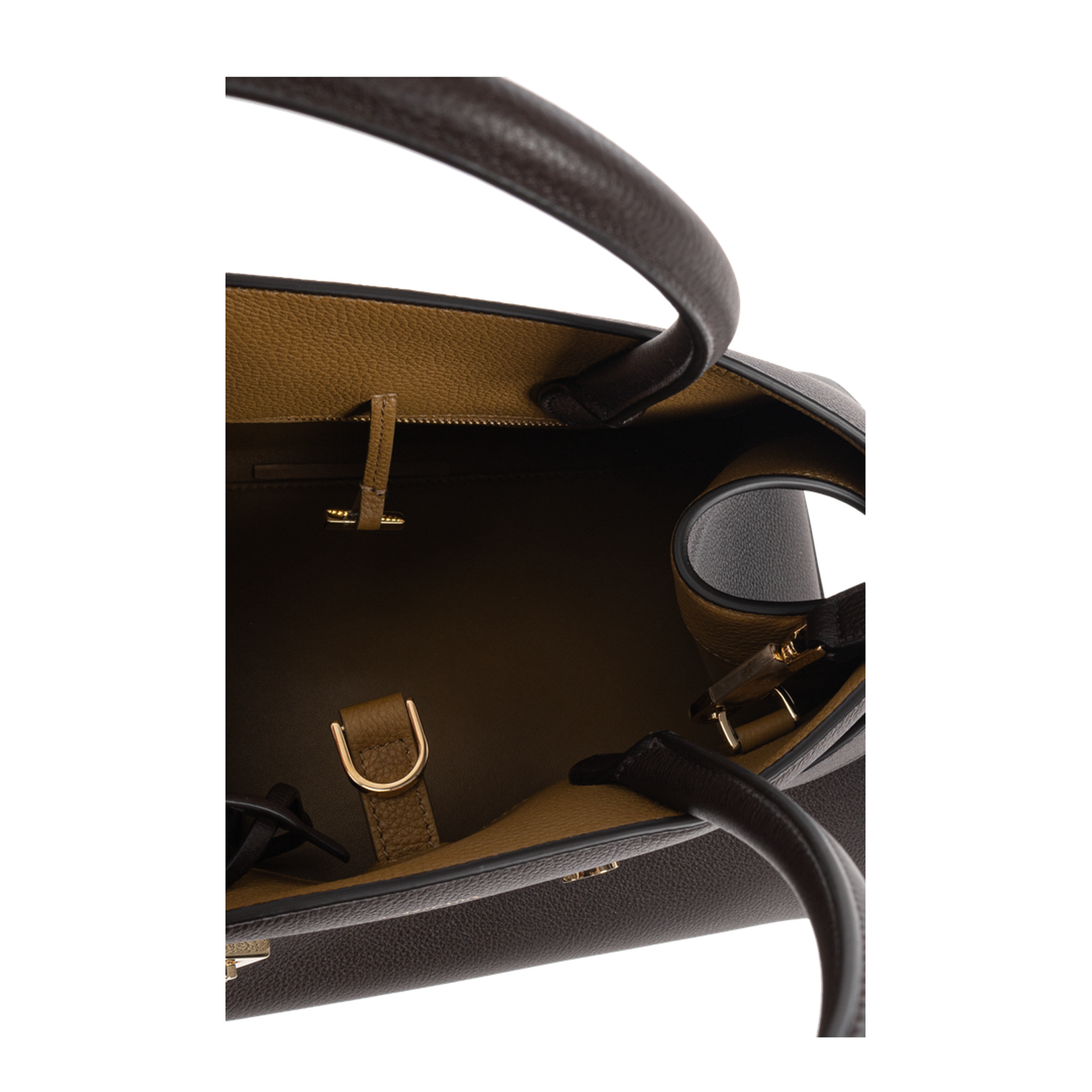 Hug Small Hammered Calfskin Top Handle Bag - Testa di moro - Image 5
