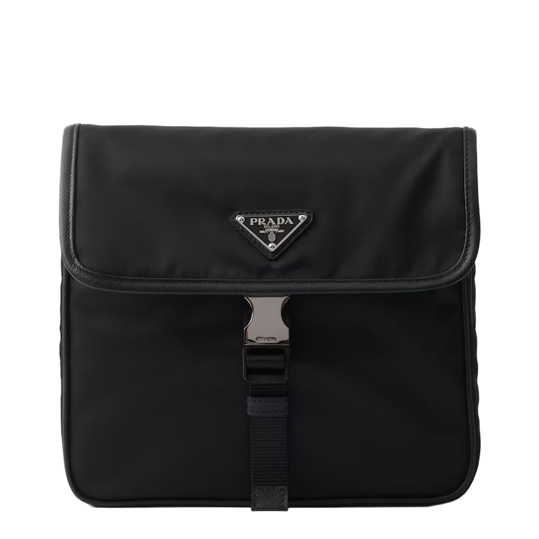 Re-Nylon and Saffiano Leather Shoulder Bag - Black - Image 1