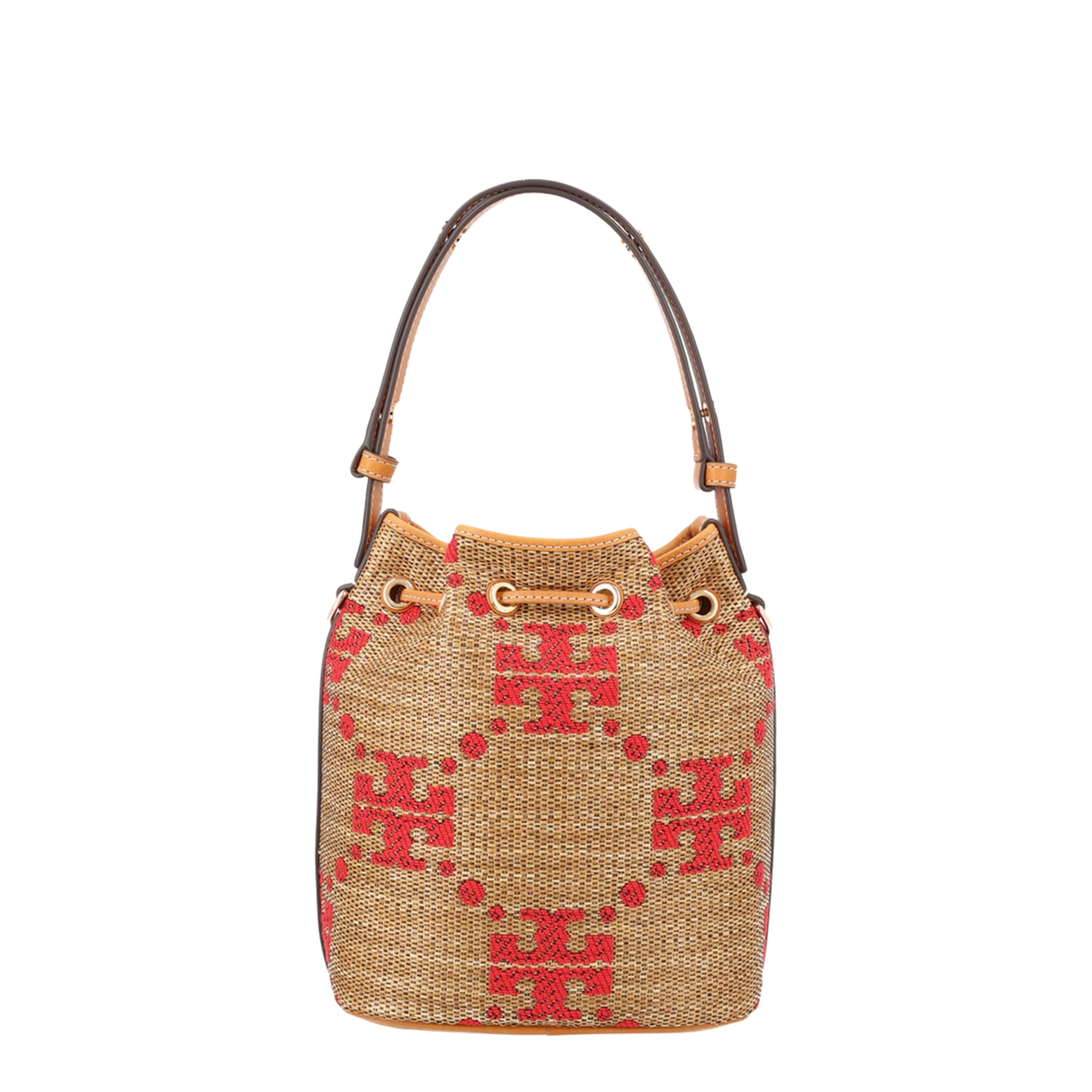 T Monogram Raffia Bucket Bag - Natural - Image 3
