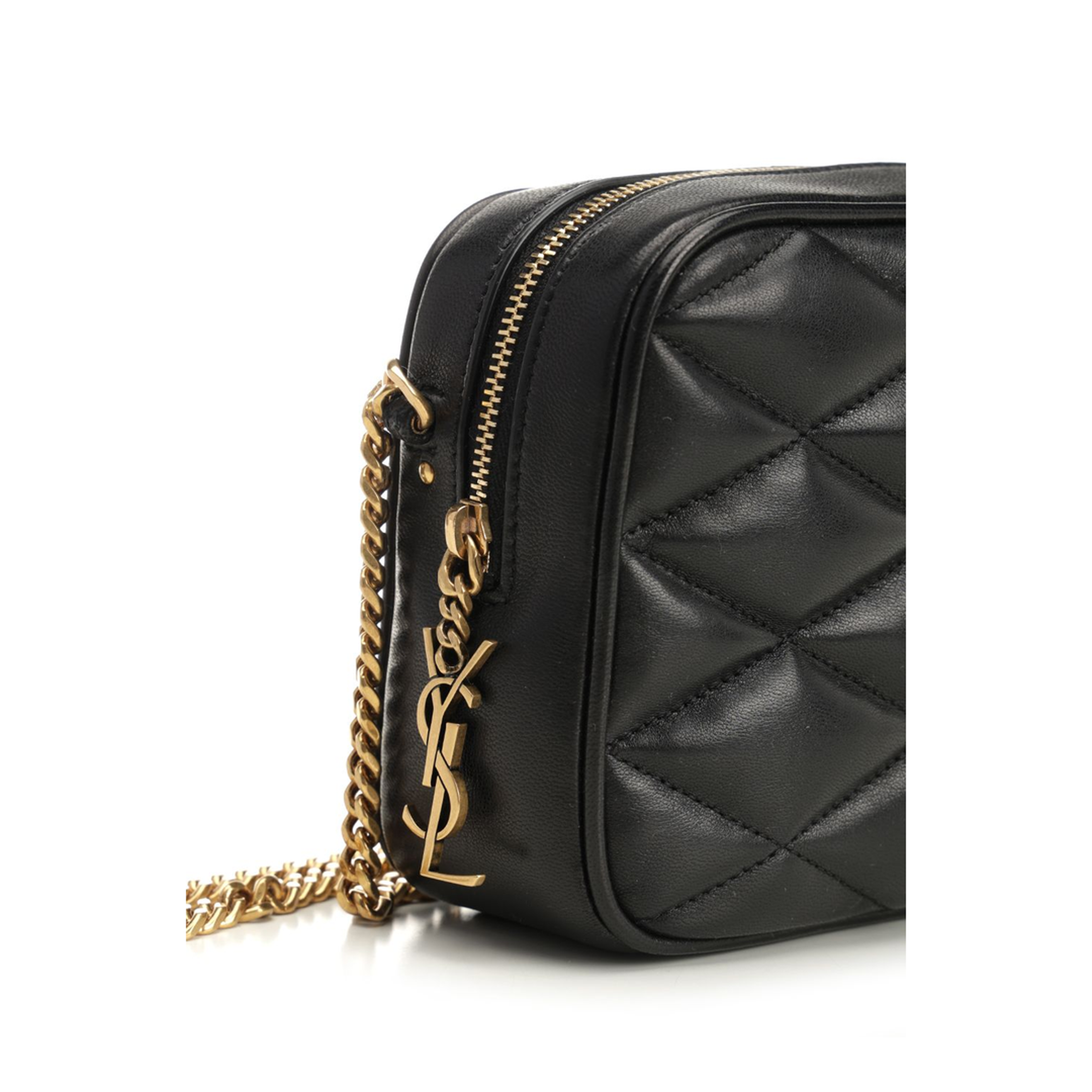 Quilted Leather Crossbody Bag - Black - Image 1