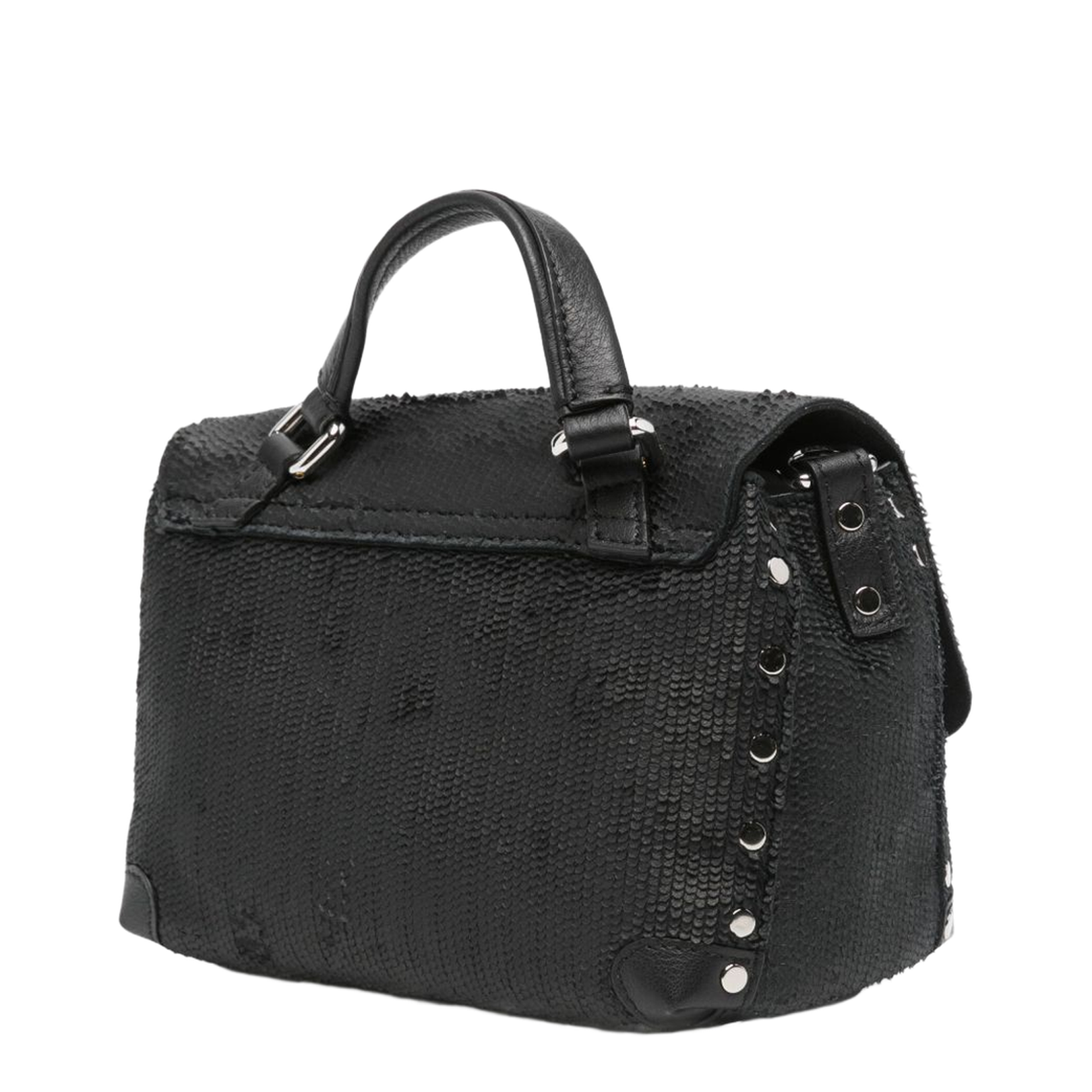 Postina CBI Baby Studded Leather Top-Handle Bag - Black - Image 4