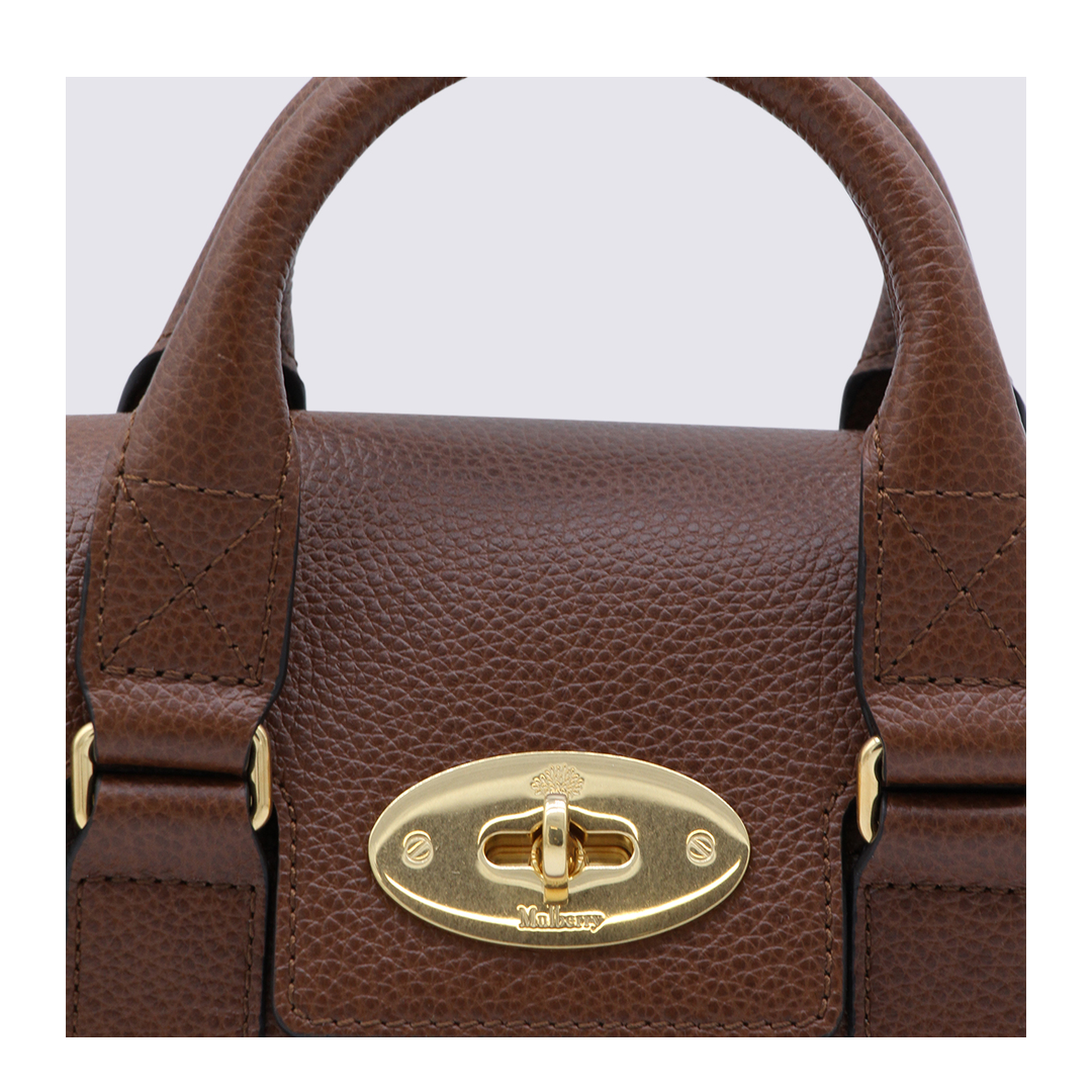 Mini Bayswater Mini Small Classic Grain Top Handle Bag - Oak Two-Tone - Image 8