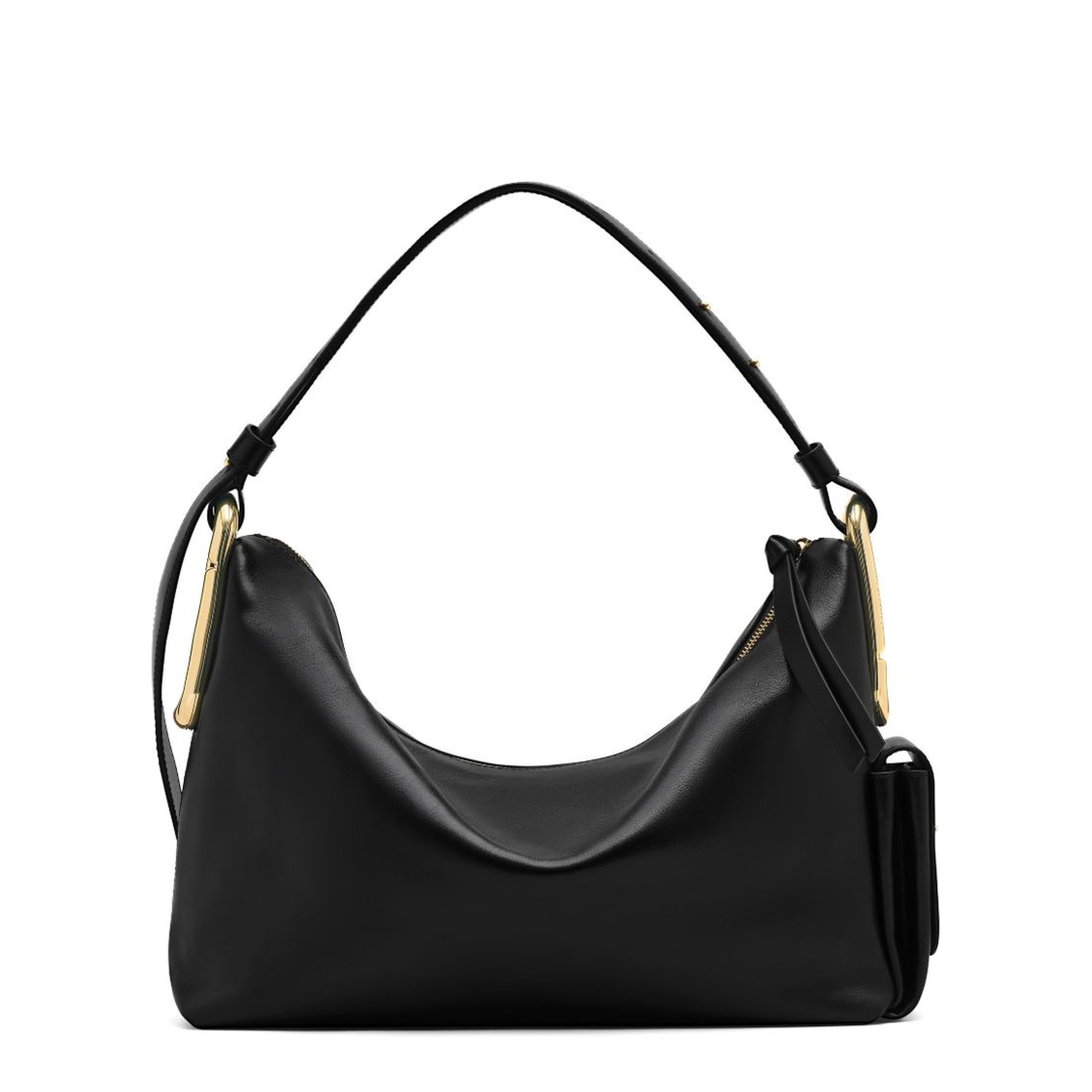 The Scene Large Smooth Leather Shoulder Bag - Black - Image 6
