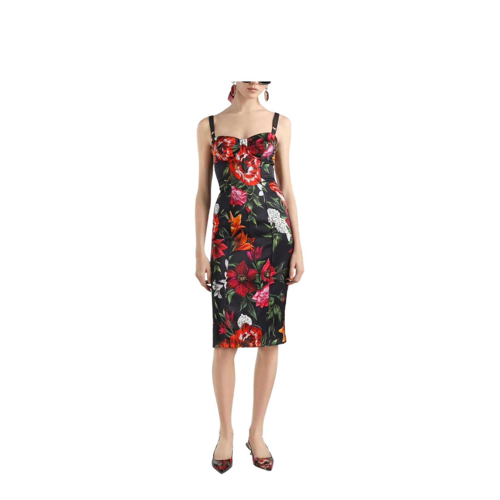Flower-print satin dress - Image 3