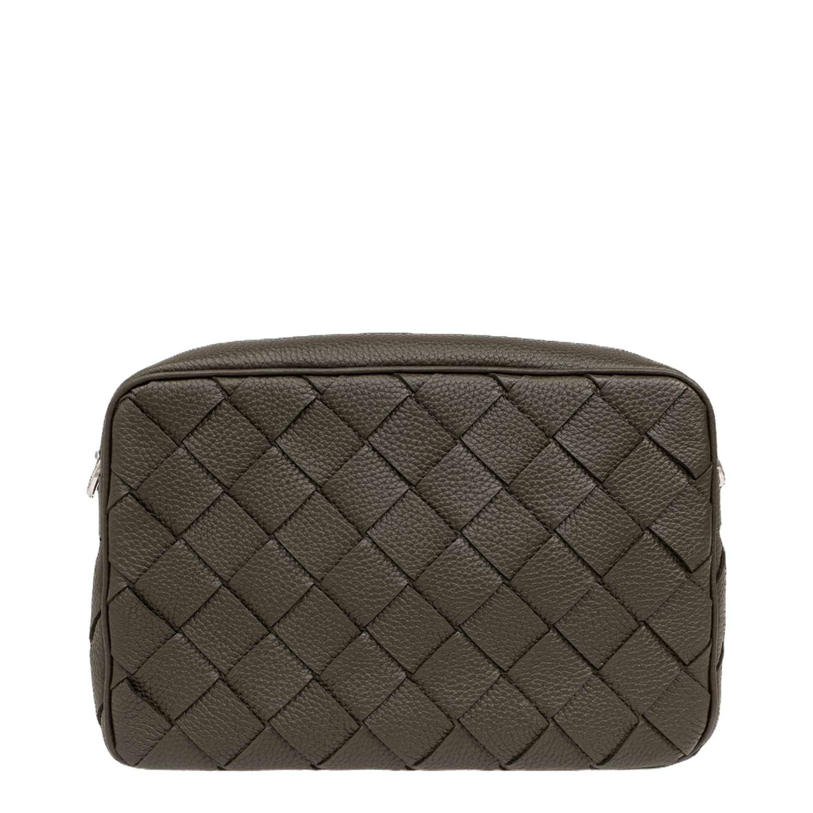 Intrecciato East-west Leather Camera Bags - Kaki - Image 3