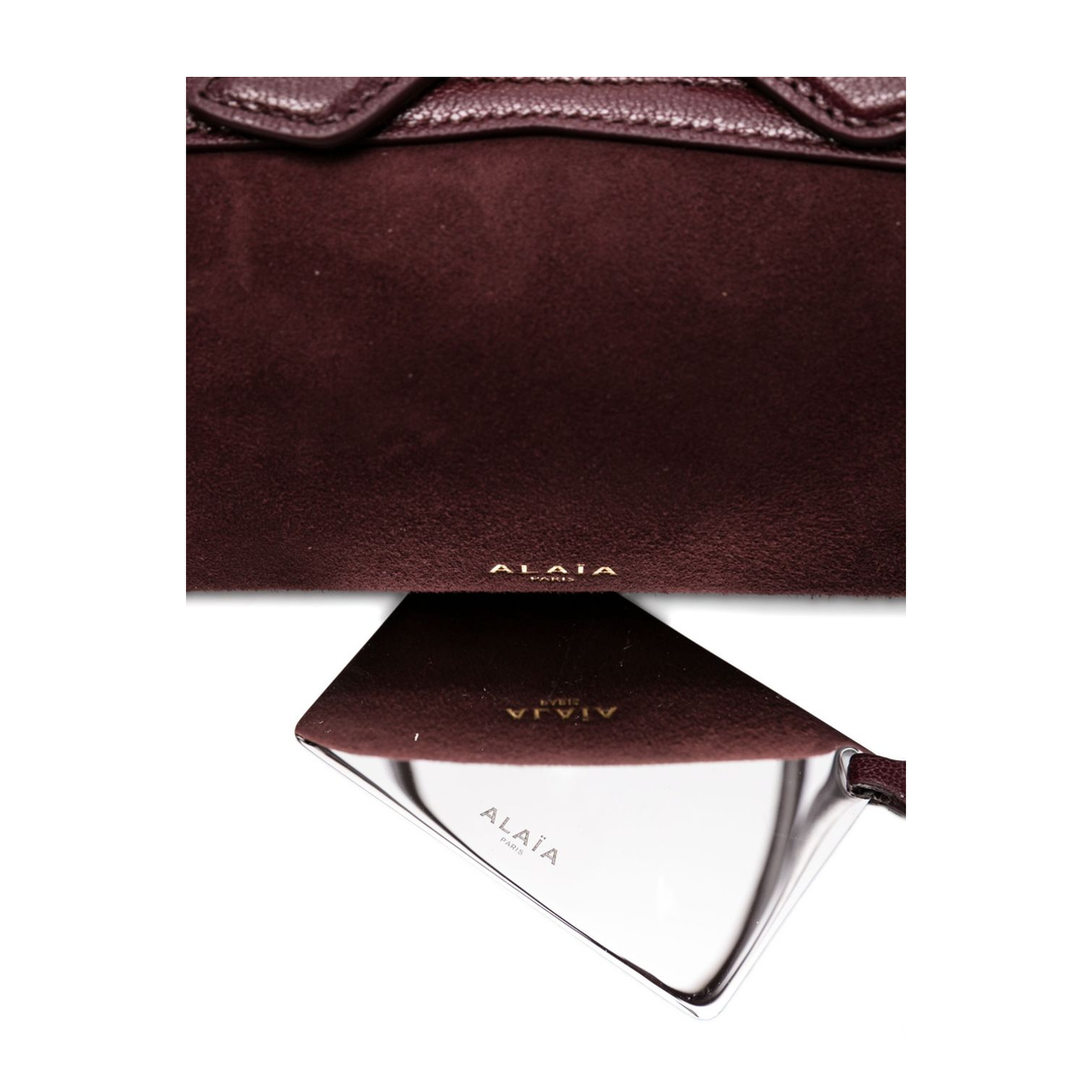 Le Teckel Small Bi-material Leather Shoulder Bag - Rouge Grenat - Image 2