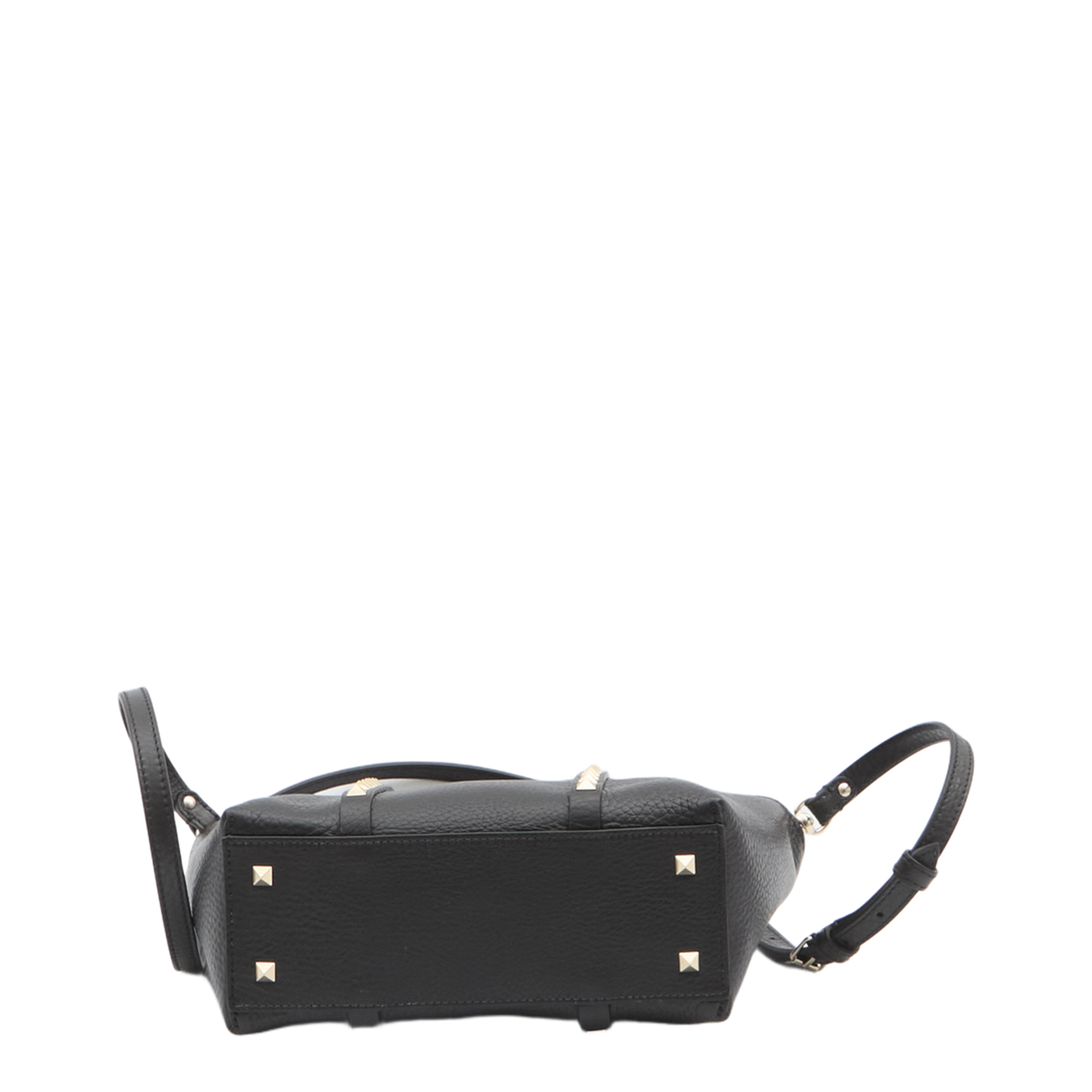 Black Leather Small Rockstud Shopping Bag - Image 2