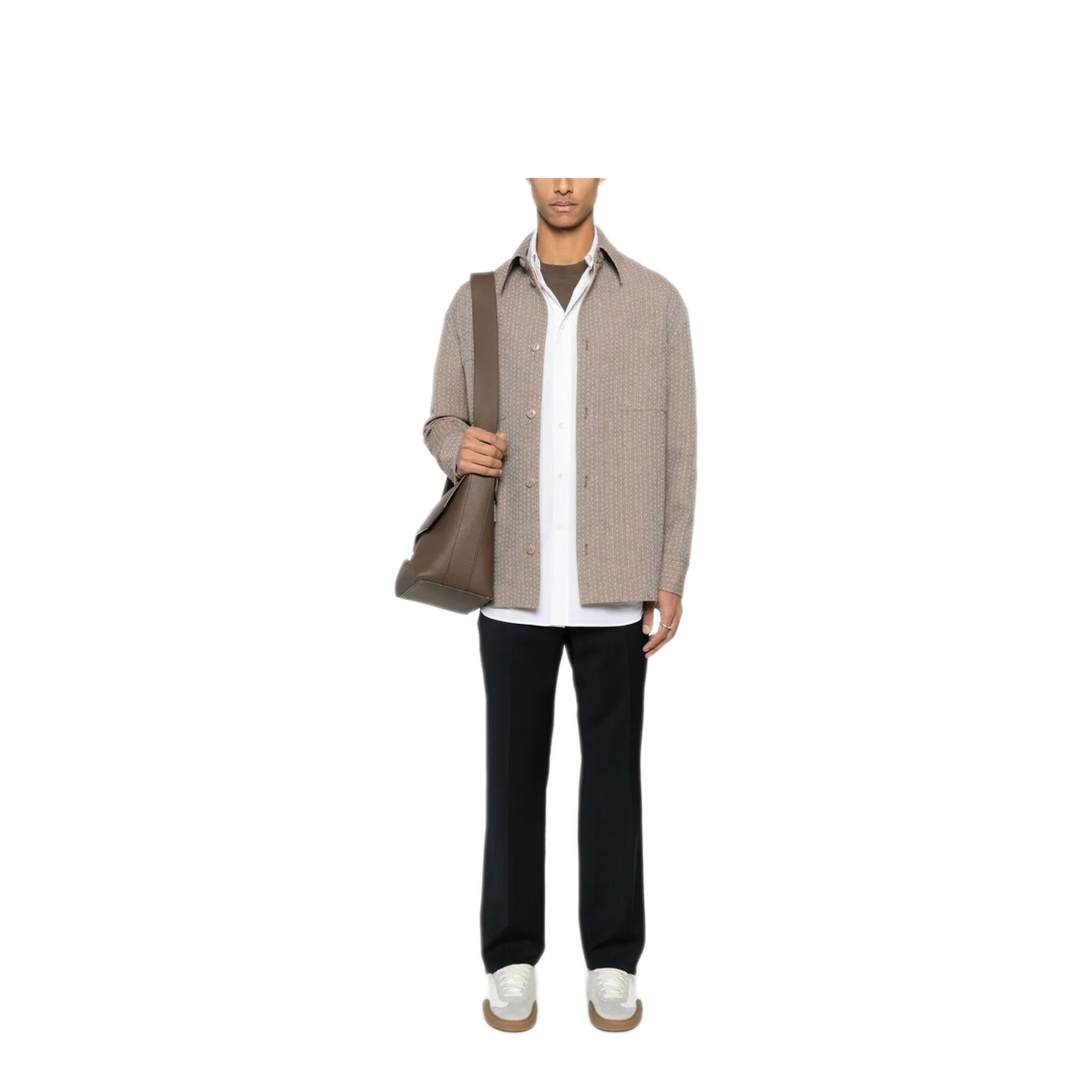 Topstitched Roma Lettering Cotton Shirt - Image 5