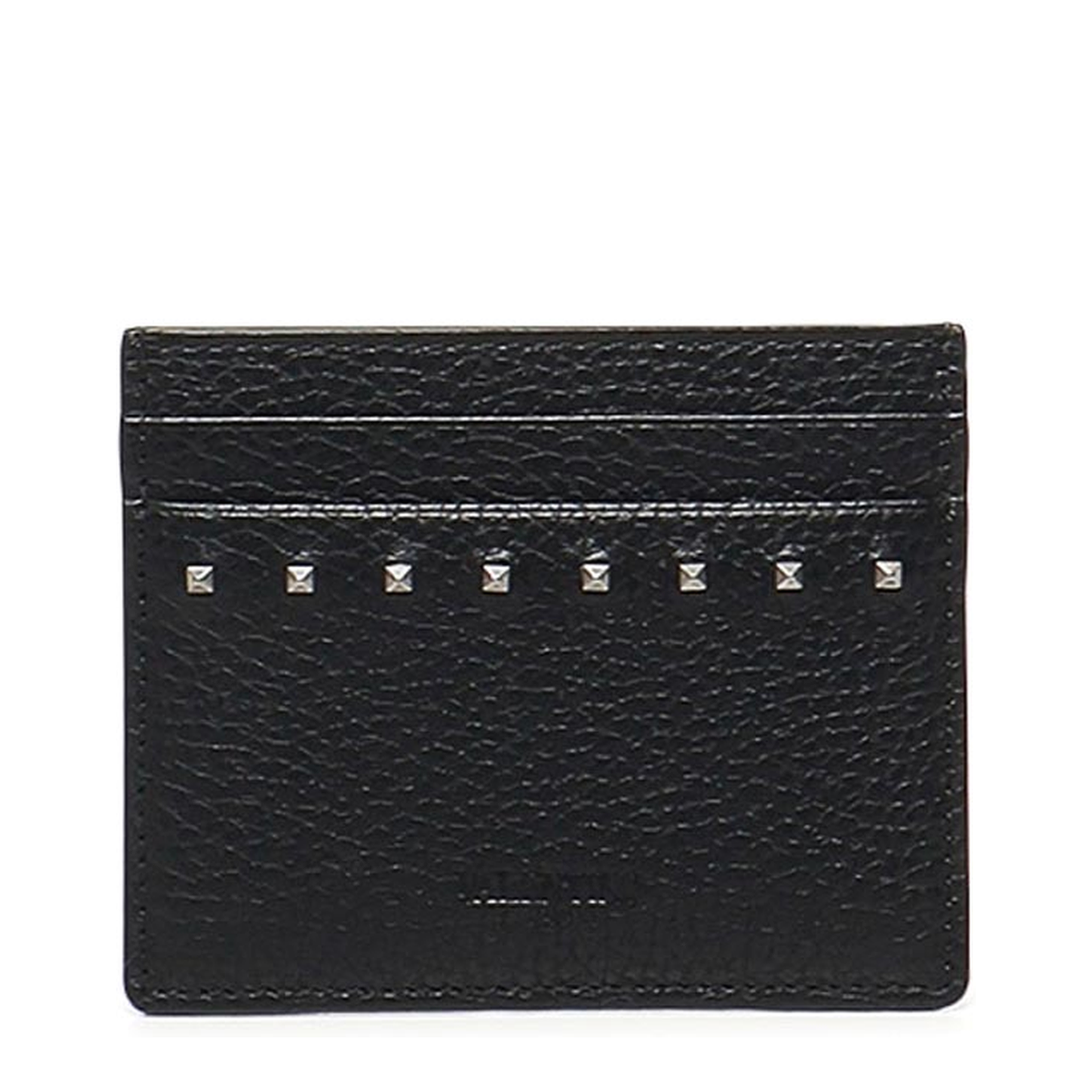Rockstud Calfskin Card Holder - Black - Image 4