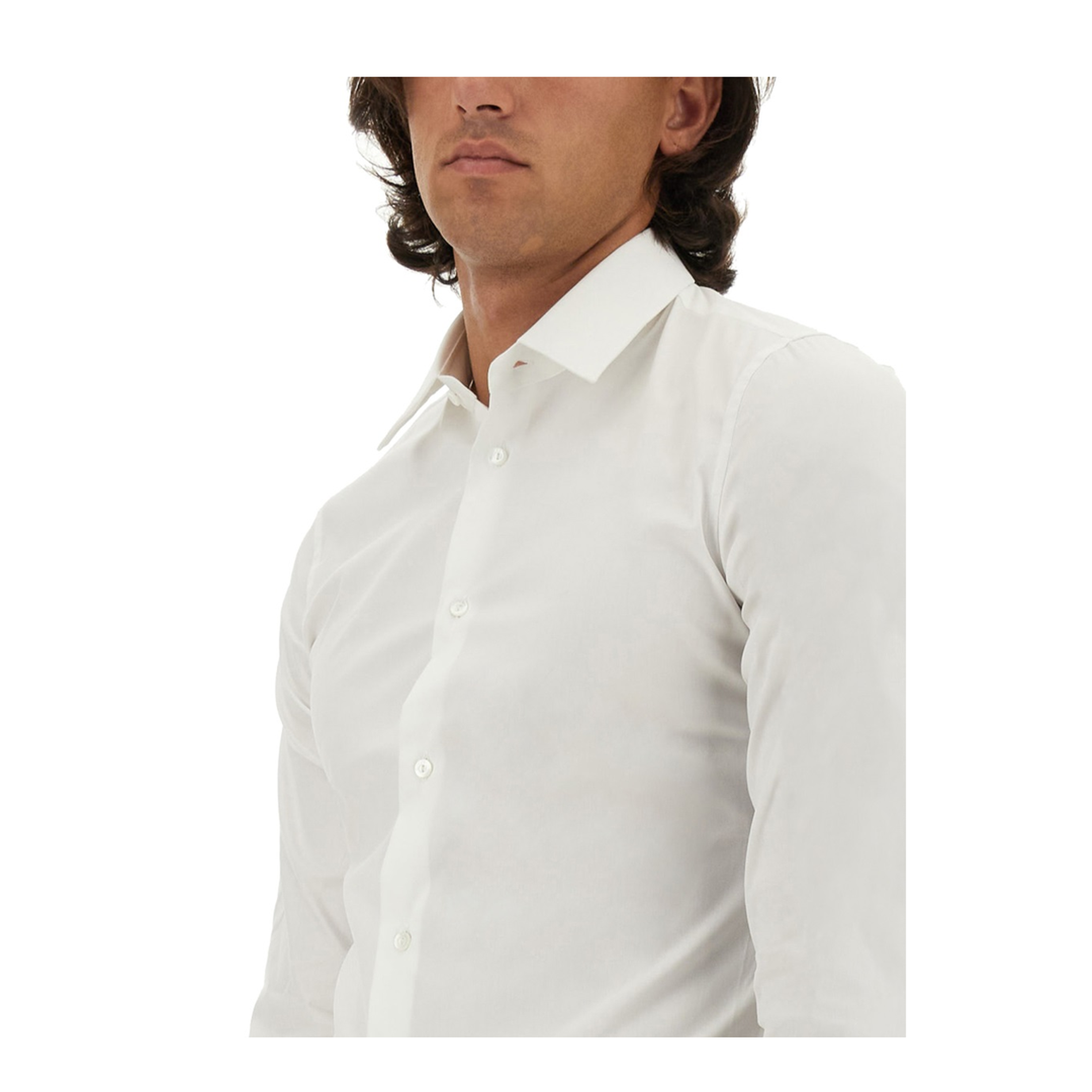 White Stretch Poplin Shirt - Image 4