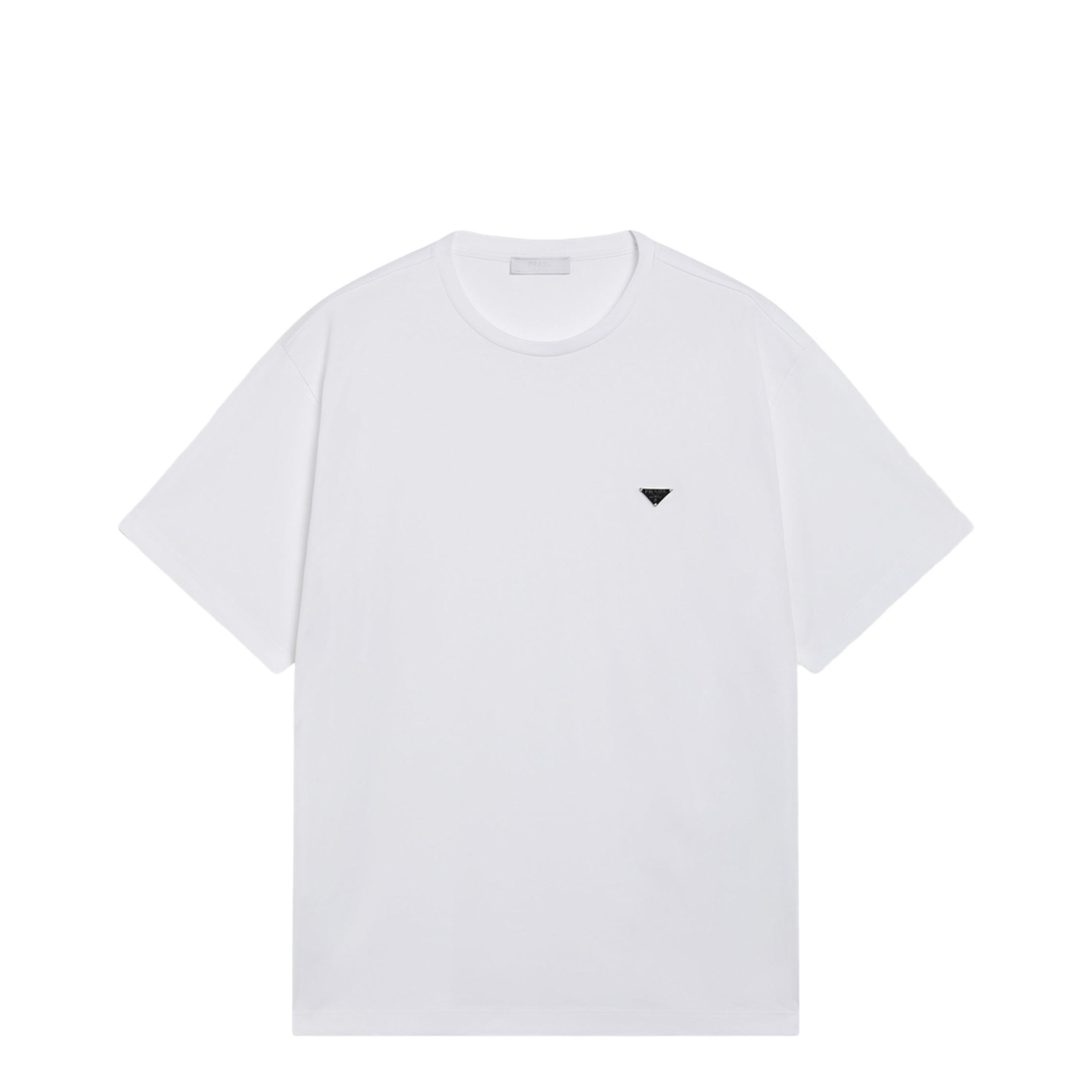 Boxy Cotton Crew-Neck T-Shirt with Triangle Logo - Image 1