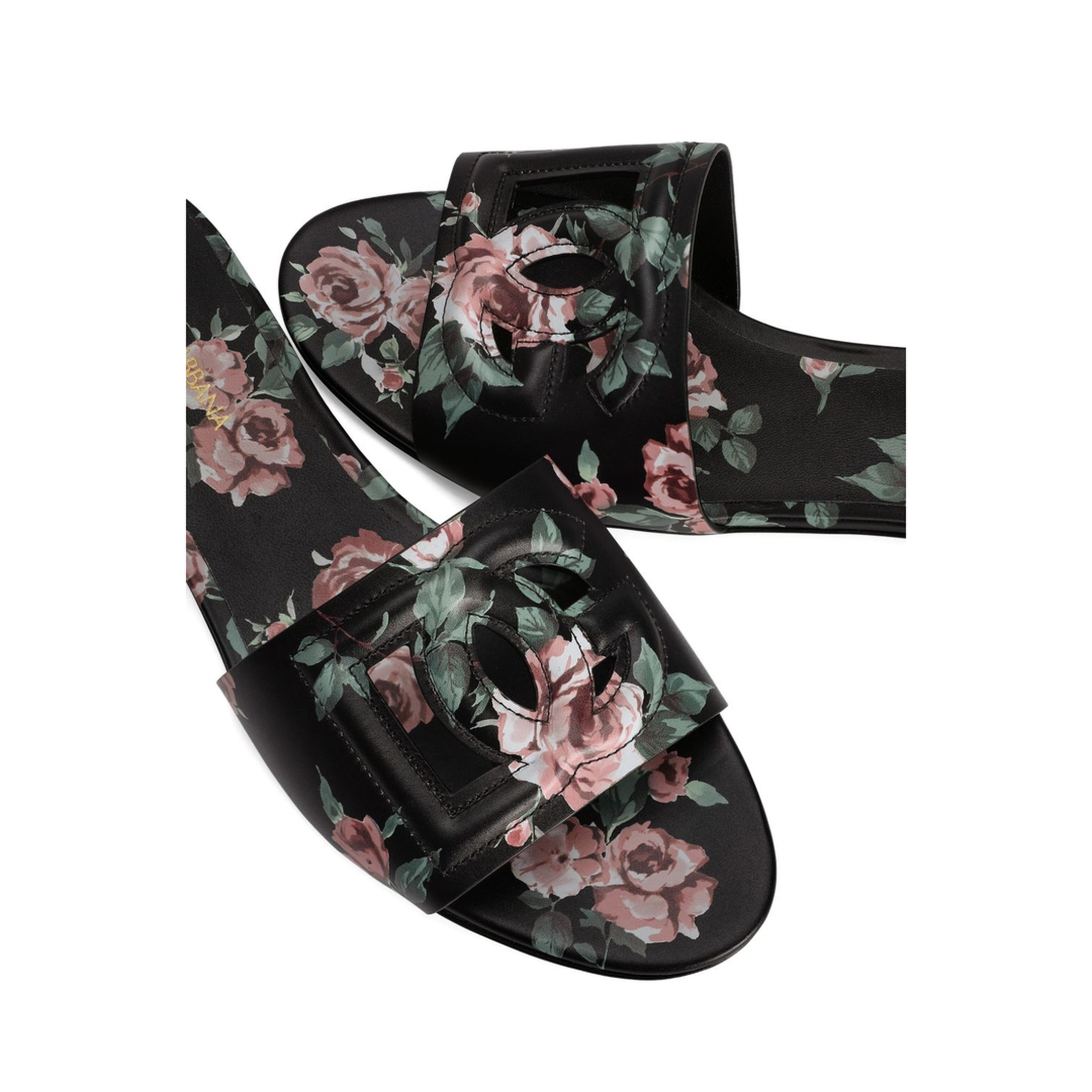 Black Slide Sandals with Cut Out Logo - Image 4
