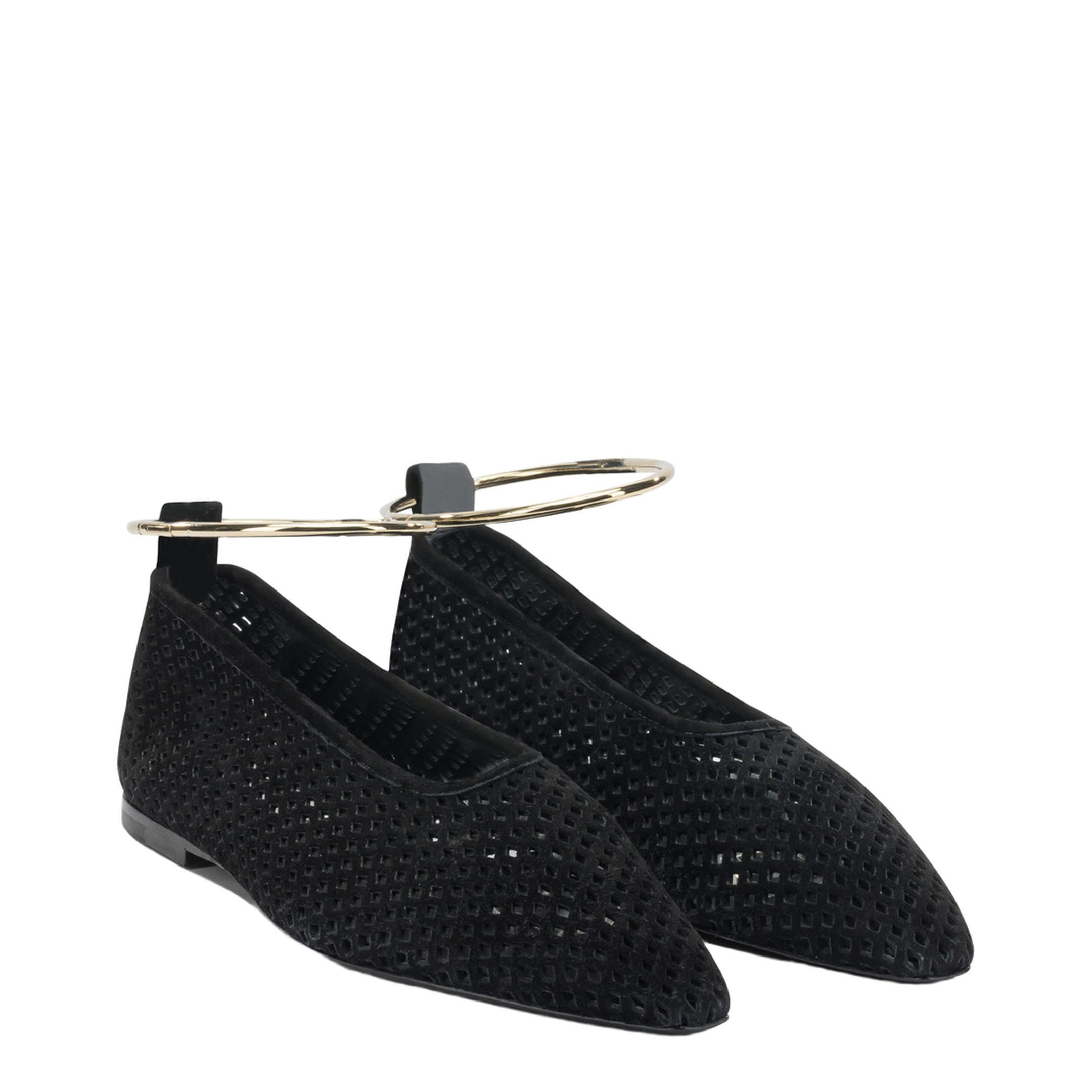 Suede Perforated Ballet Flats - Image 2