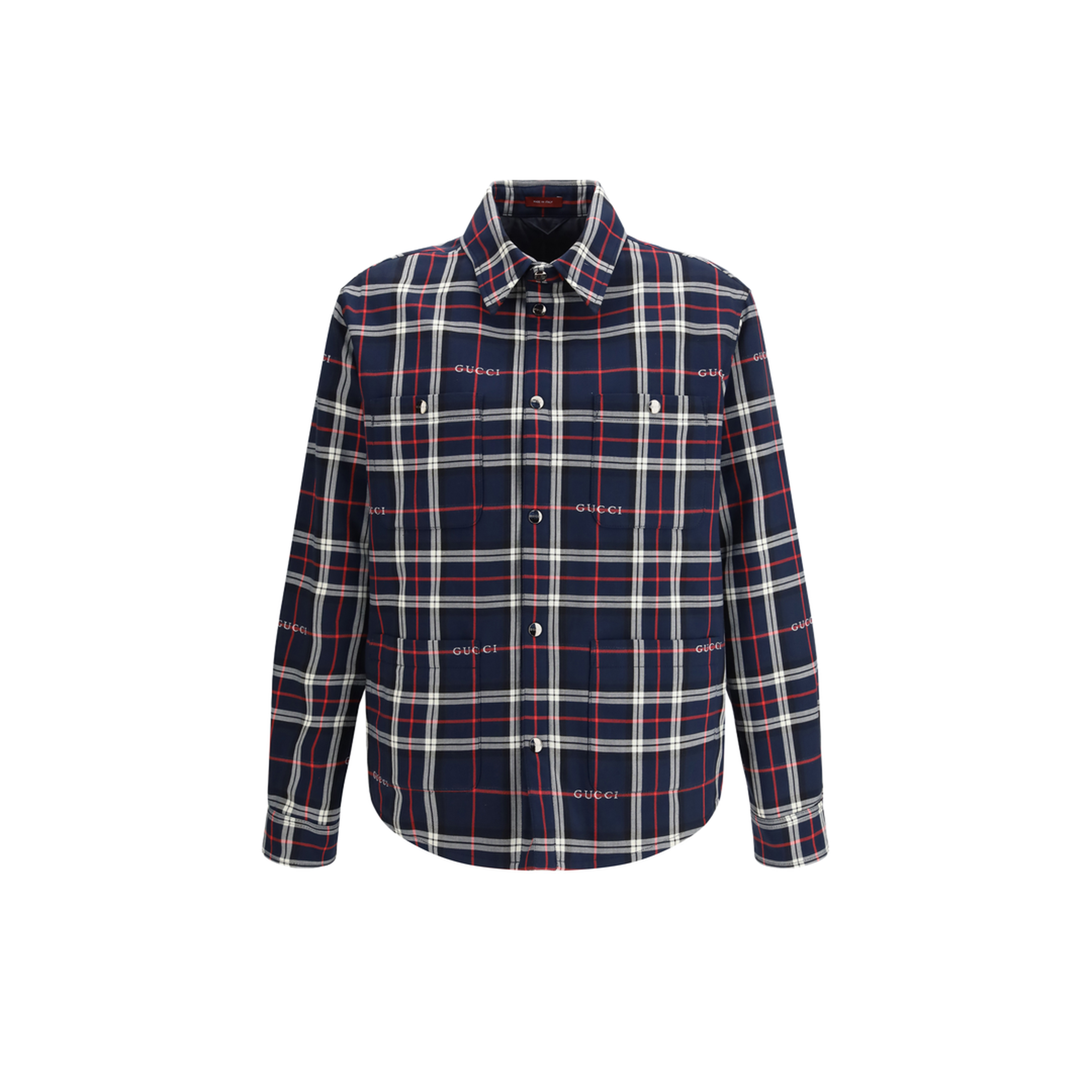 Padded Tartan Cotton Jacquard Shirt - Image 1