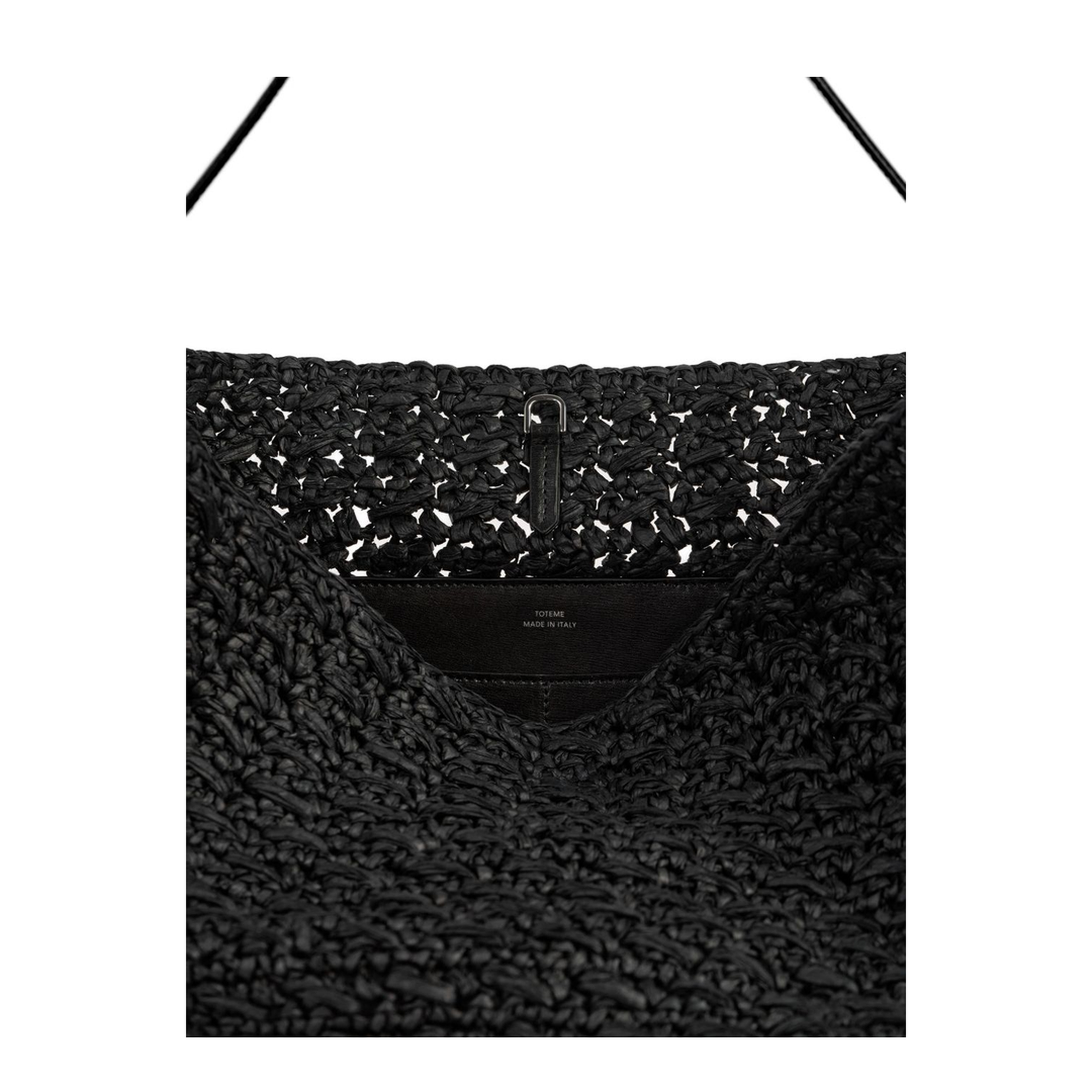 Raffia Belted Tote Bag - Black - Image 5